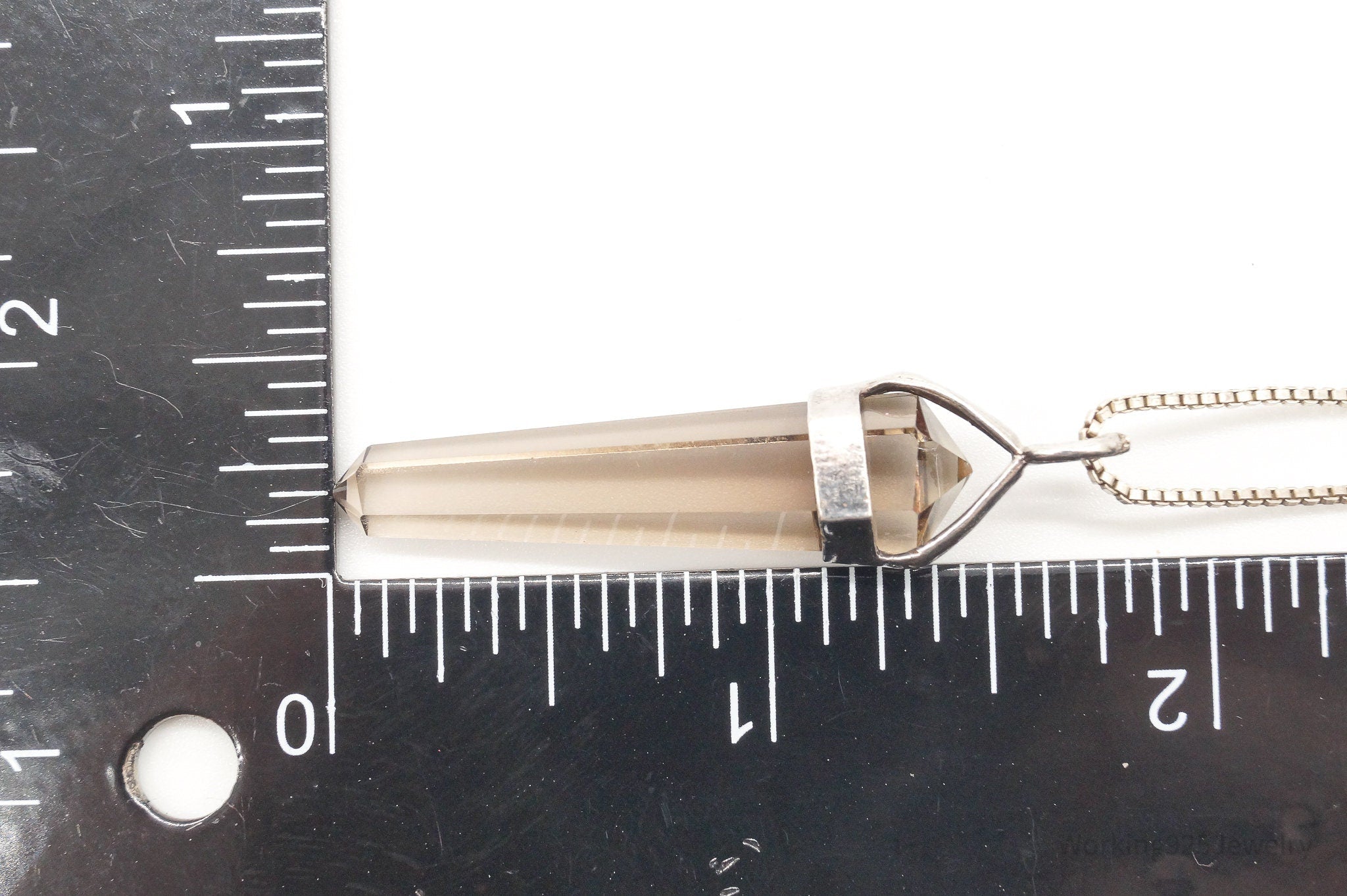 Vintage Large Smoky Topaz Sterling Silver Necklace