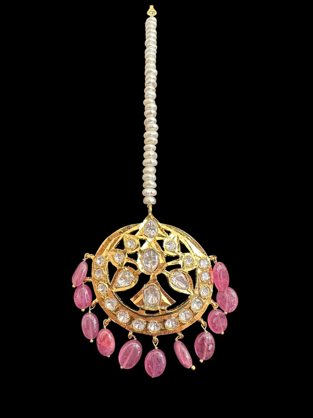 BR310 Bridal jadavi lacha , satlada  in moissanite and emeralds ( SHIPS IN 5 WEEKS )