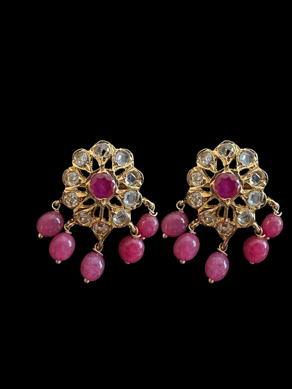 Ps336 real pearl pendant set with ruby beads ( READY TO SHIP )