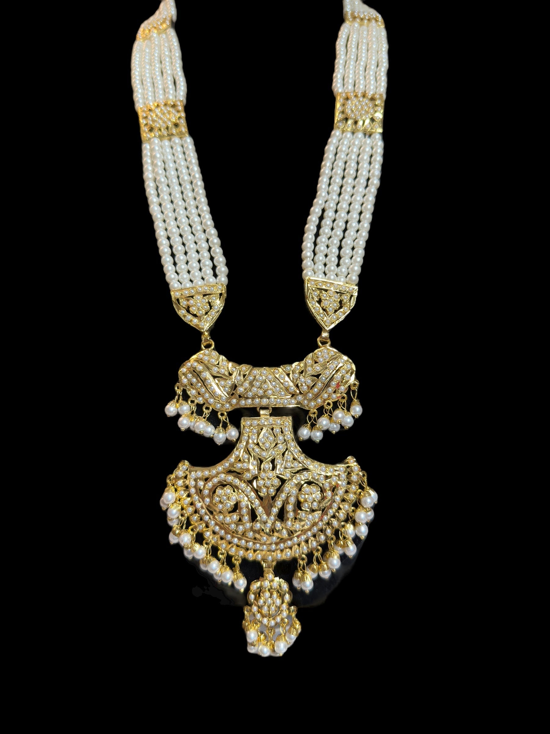 DLN90 jadau rani haar in pearls  ( READY TO SHIP )