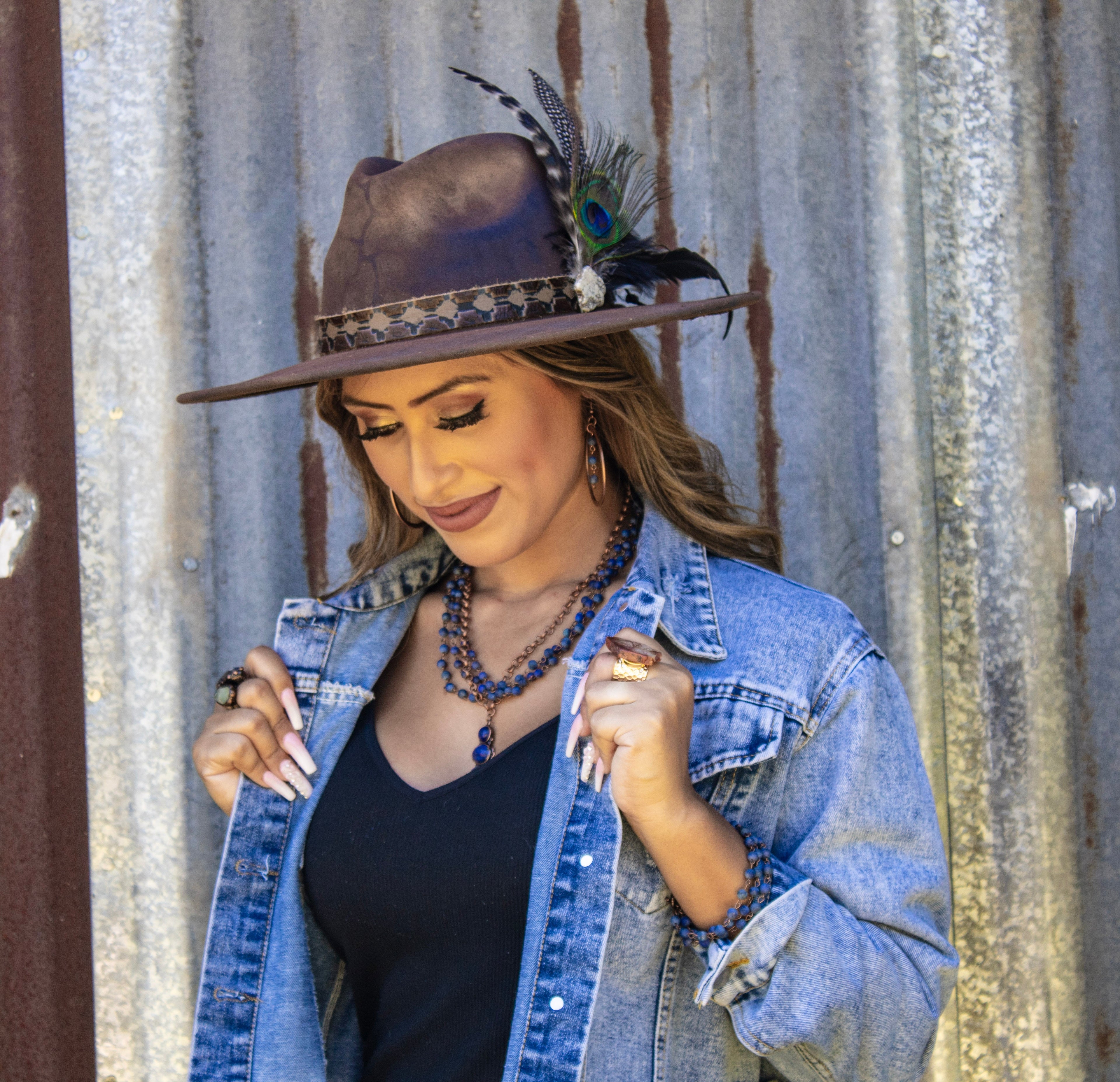 Blue Lapis Beaded Collar Necklace w/ Lapis Pendant 261s
