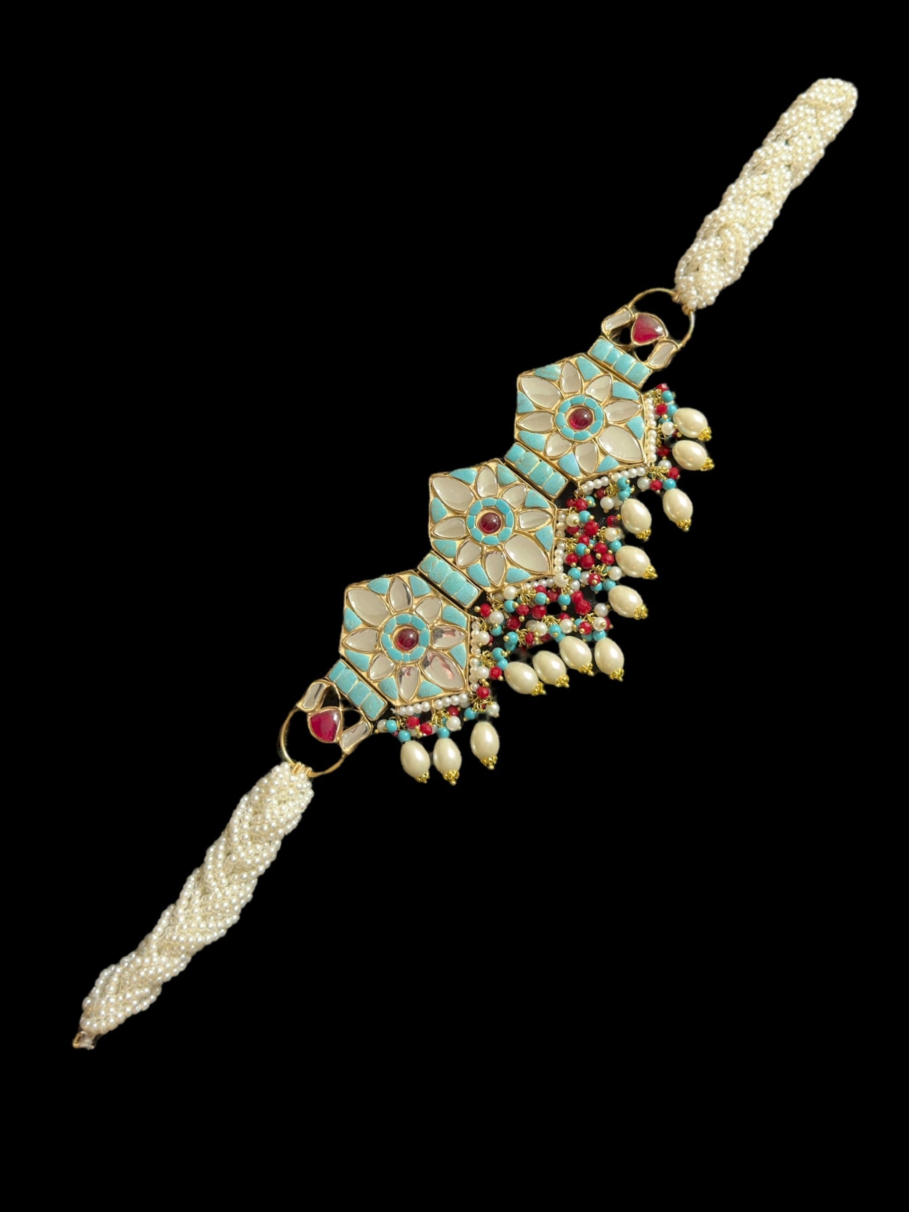 C528 Zaria turquoise ruby choker with earrings ( READY TO SHIP )