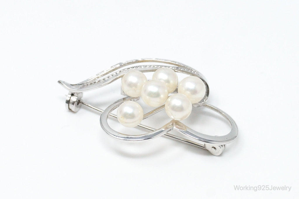 Antique Pearl Sterling Silver Brooch Pin