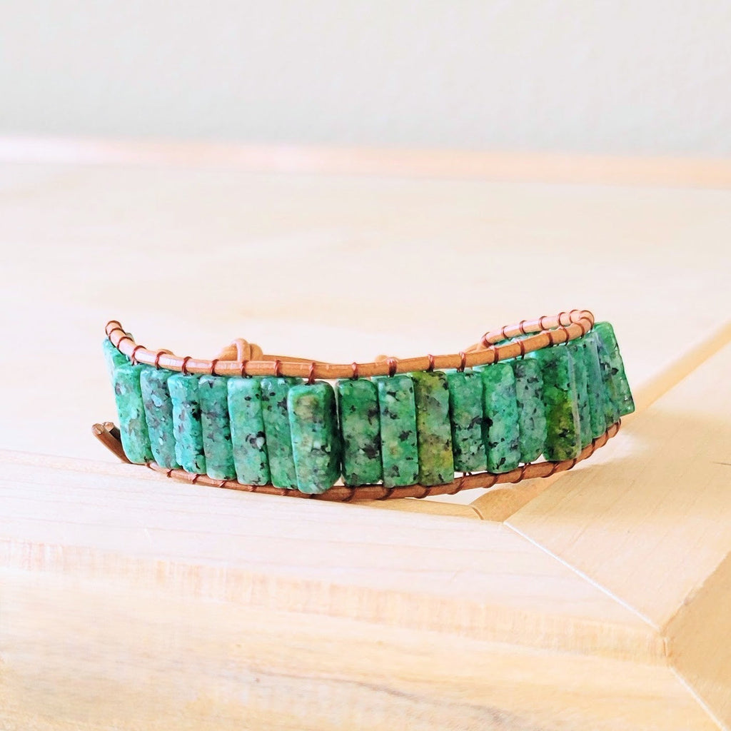 Woven African Turquoise Beaded Bracelet 810b