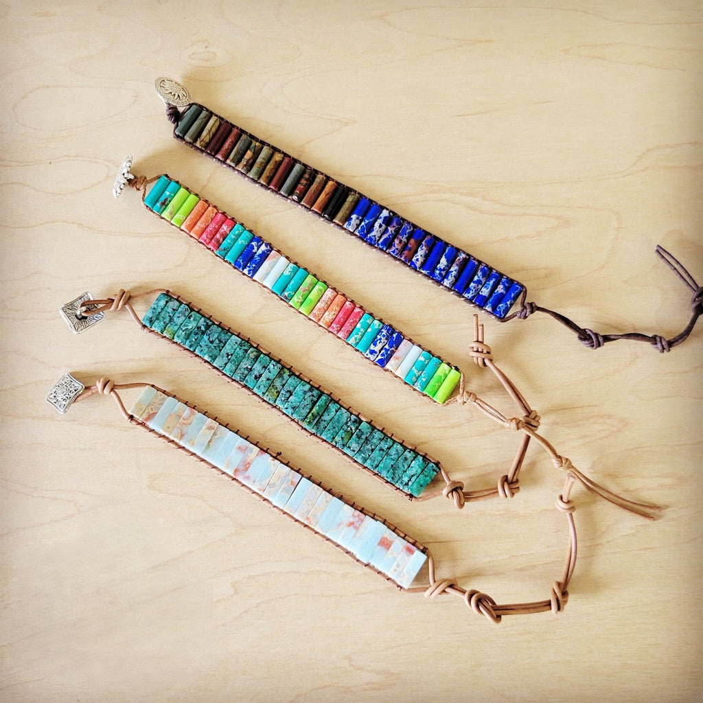 **Woven Multi-Colored Regalite Beaded Bracelet 809y