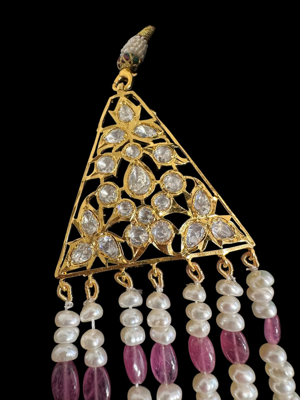 BR310 Bridal jadavi lacha , satlada  in moissanite and emeralds ( SHIPS IN 5 WEEKS )