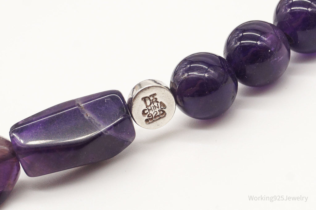 Vintage Desert Rose Trading Amethyst Bead Sterling Silver Necklace 40"