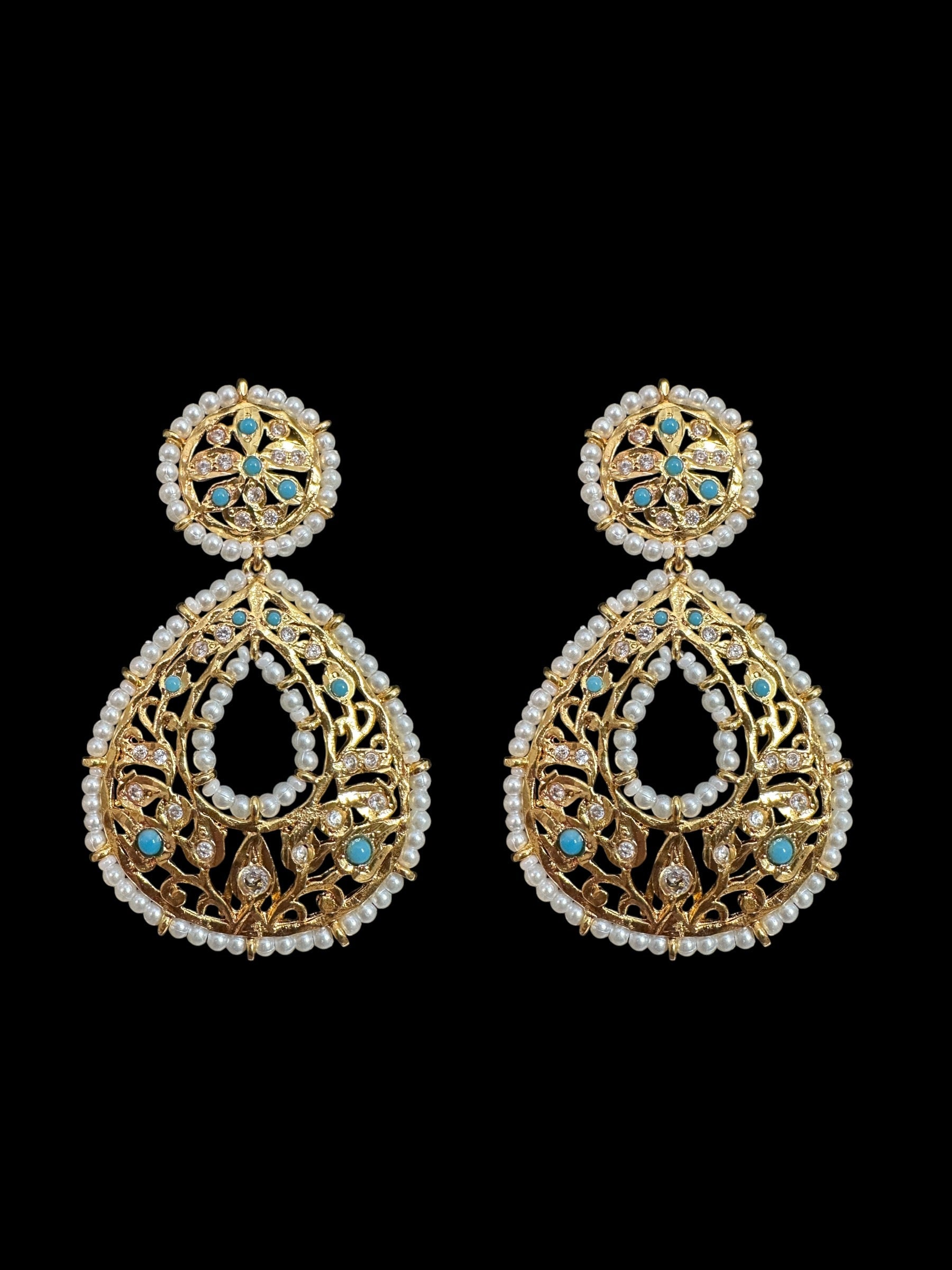 DER636 Turquoise chandbali earrings ( READY TO SHIP )