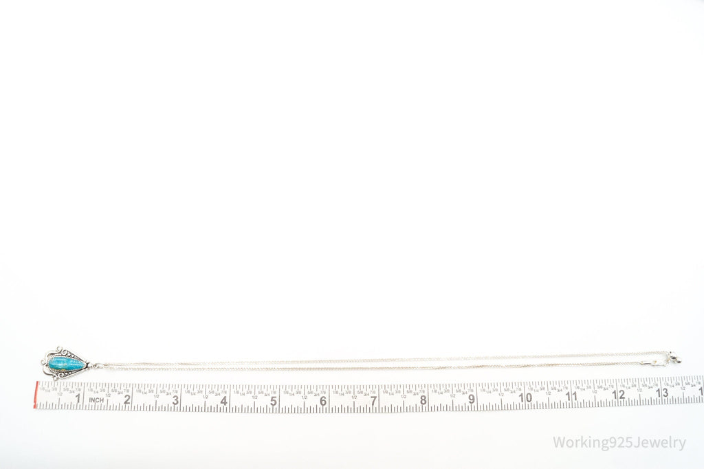 Vintage Native American Bell Trading Post Turquoise Sterling Silver Necklace