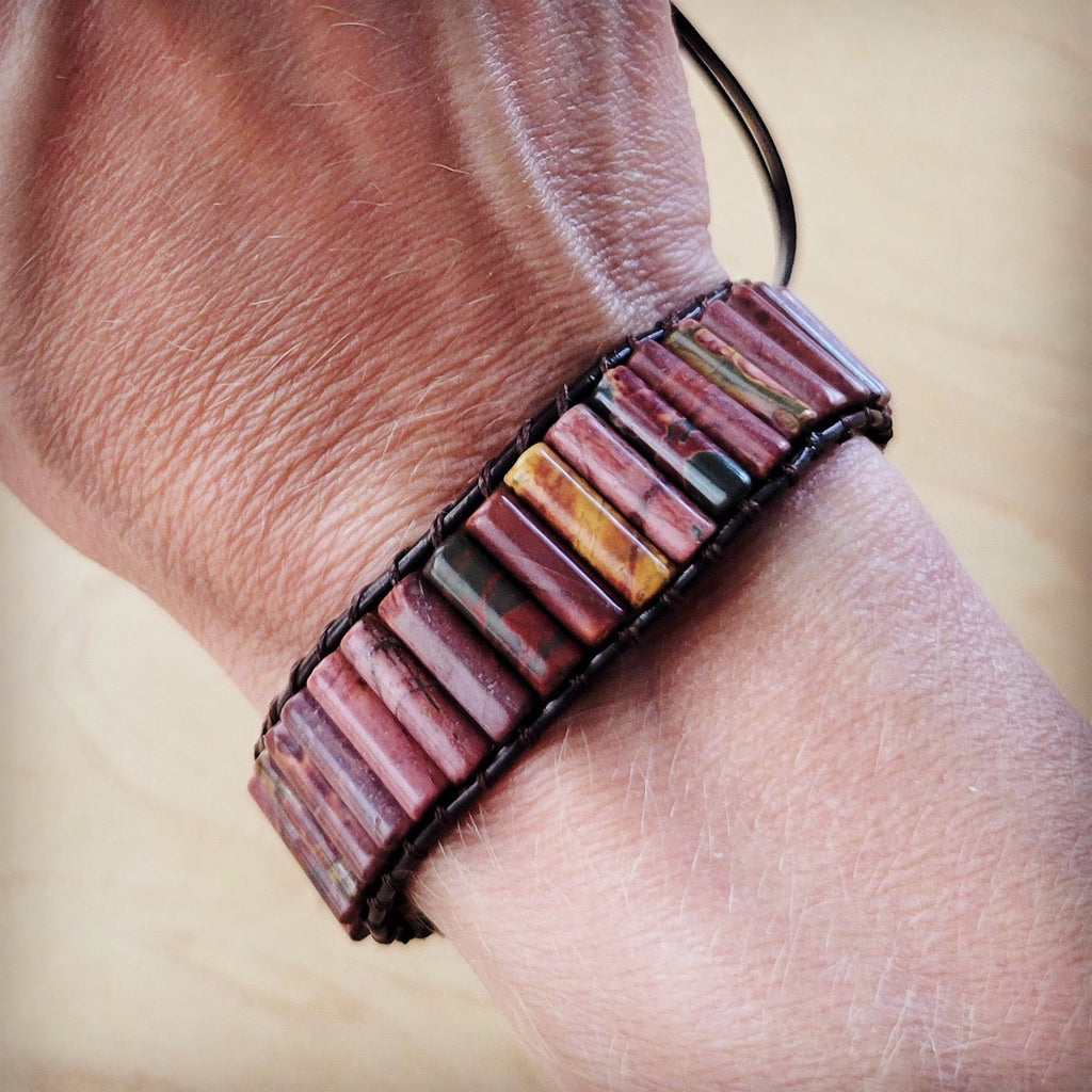 Woven Picasso Stacked Stone Beaded Bracelet 810n