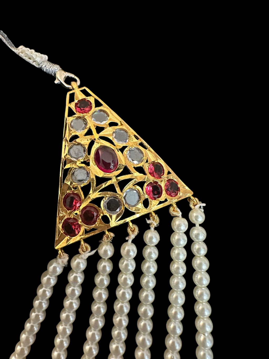 SAT101 Hyderabadi satlada with earrings - Ruby ( READY TO SHIP )