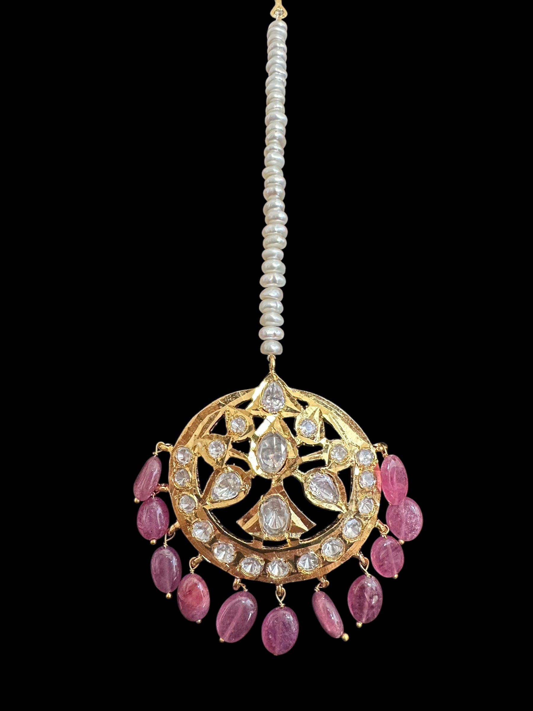 BR310 Bridal jadavi lacha , satlada  in moissanite and emeralds ( SHIPS IN 5 WEEKS )