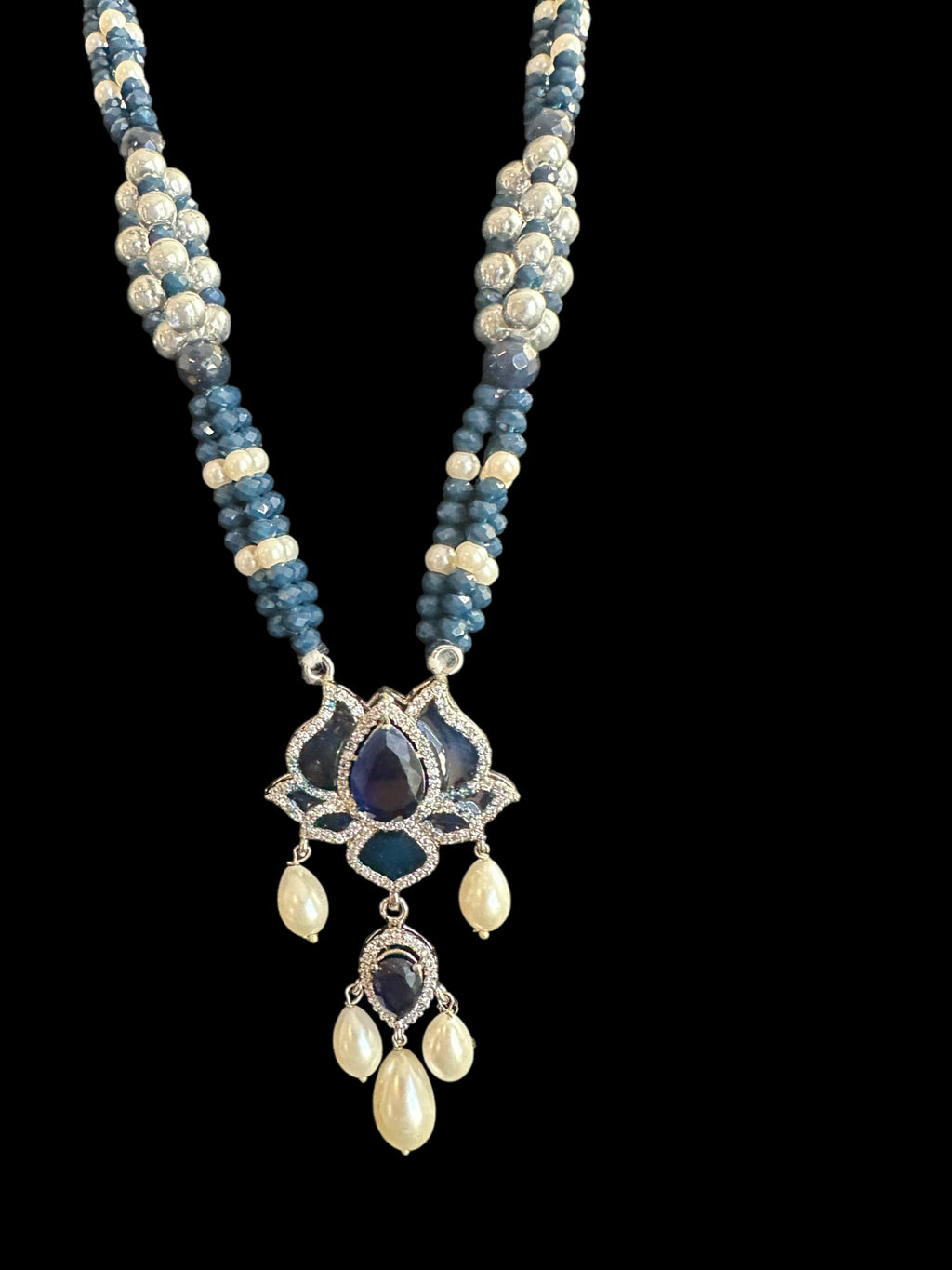 DLN101  Maria mala  and earrings set in blue ( SHIPS IN 4 WEEKS )