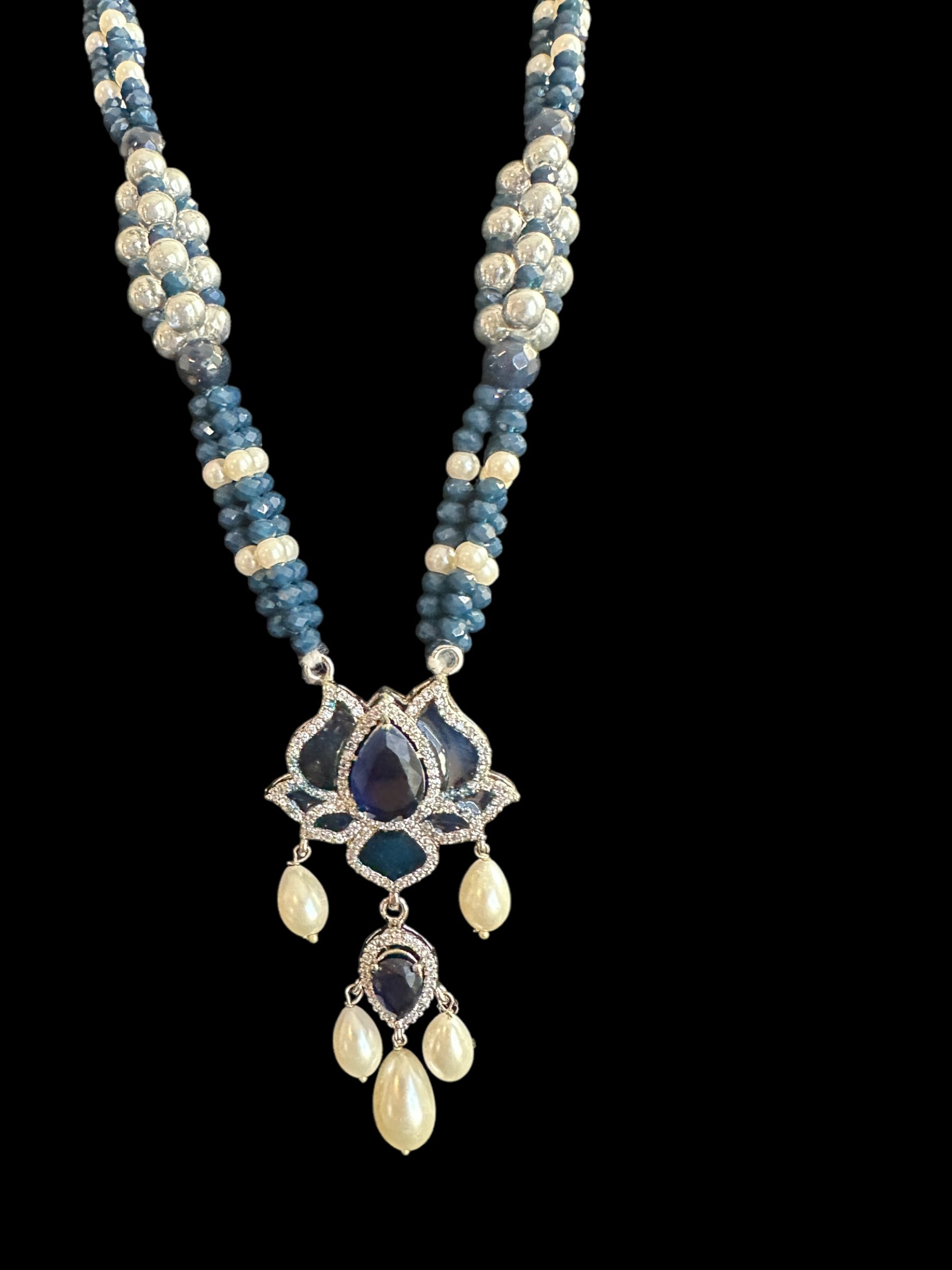 DLN101  Maria mala  and earrings set in blue ( SHIPS IN 4 WEEKS )