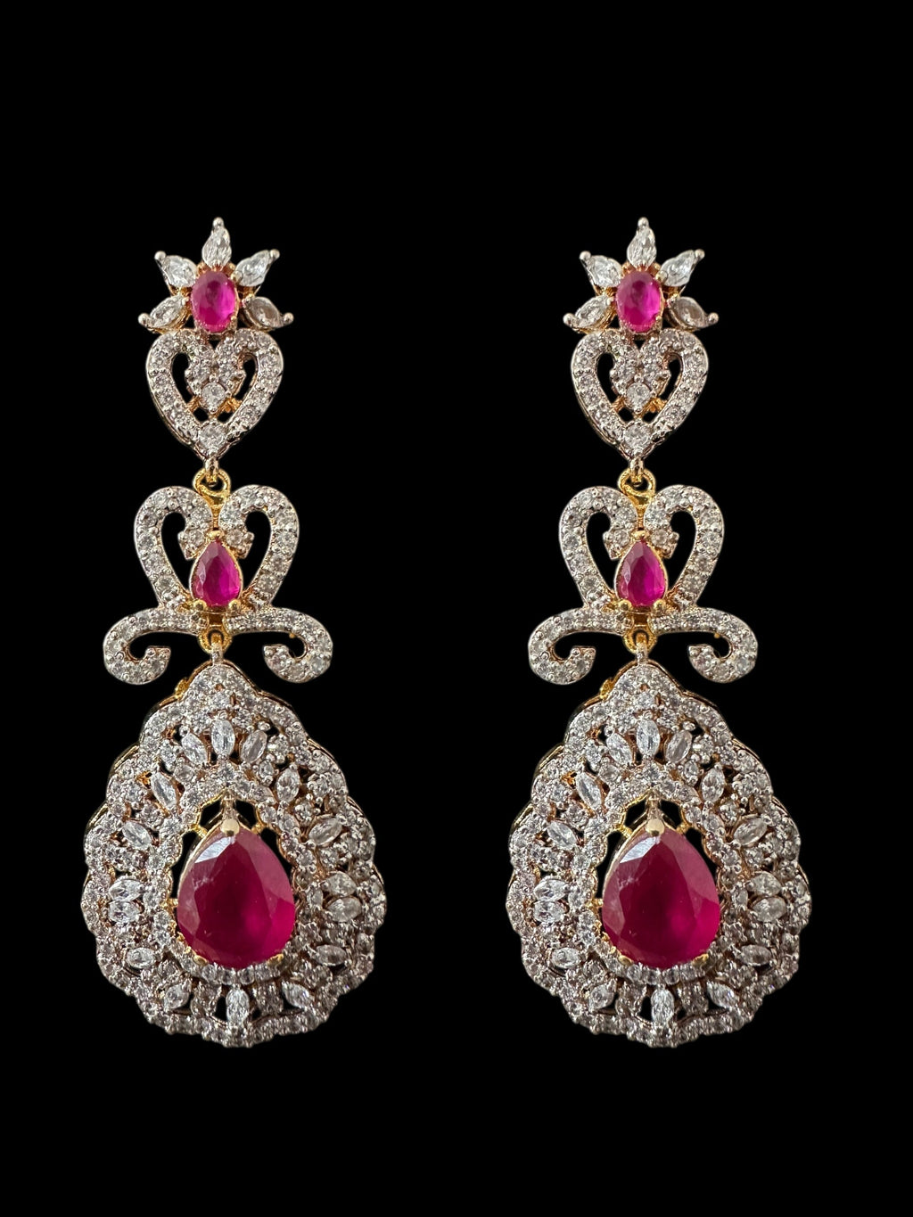 DNS203 high quality necklace set with zircon and ruby cz stone ( READY TO SHIP )