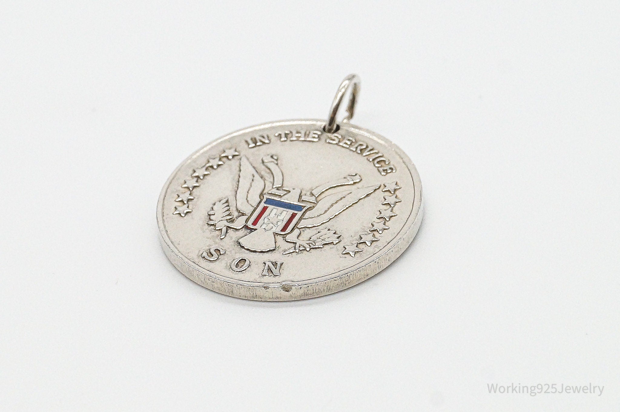 Rare Vintage Coro WWII In The Service Son Sterling Silver Pendant