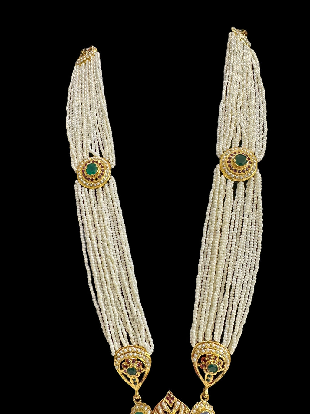 Gold plated silver Rani haar in Navratan ( READY TO SHIP)