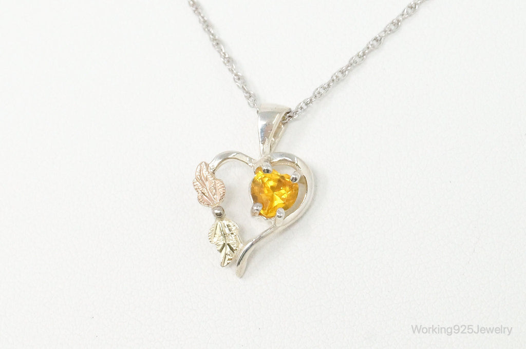 Vintage Landstrom 12K Black Hills Gold Citrine Sterling Silver Necklace