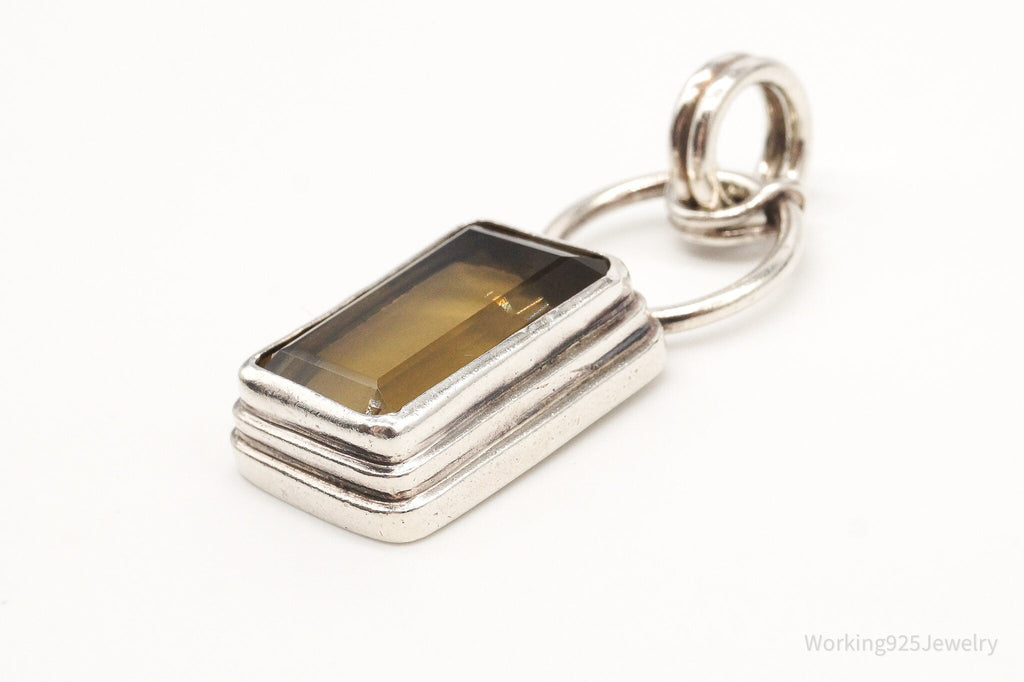 Vintage Large Smoky Topaz Sterling Silver Pendant