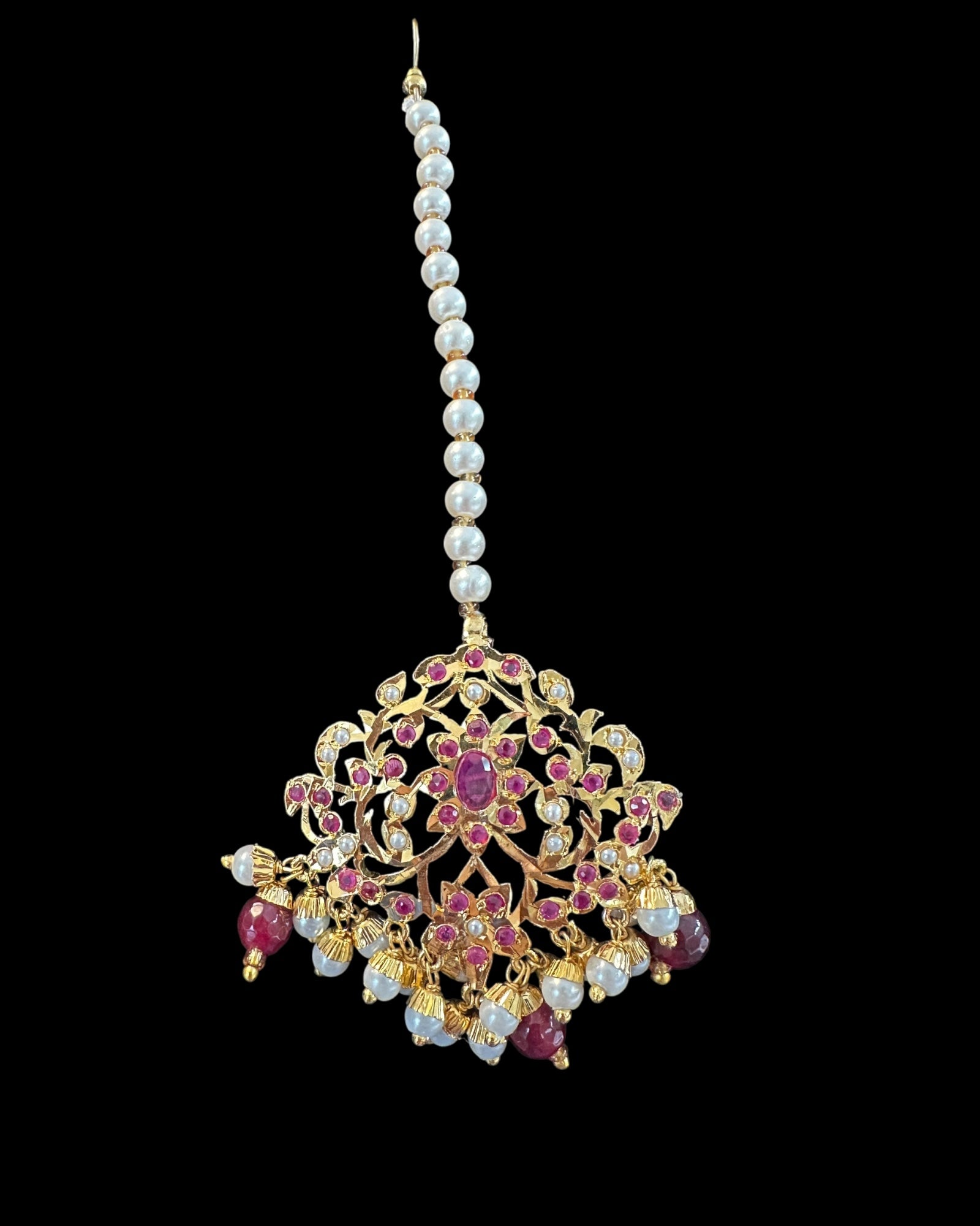 C570 Gold plated jadau choker in Ruby pearls ( READY TO SHIP )