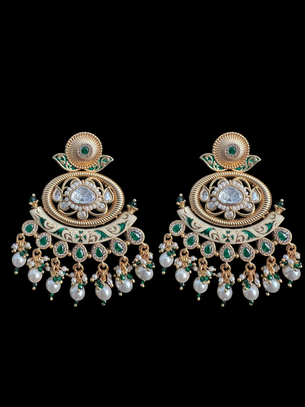 DLN84 Polki and meenakari set - Green ( READY TO SHIP )