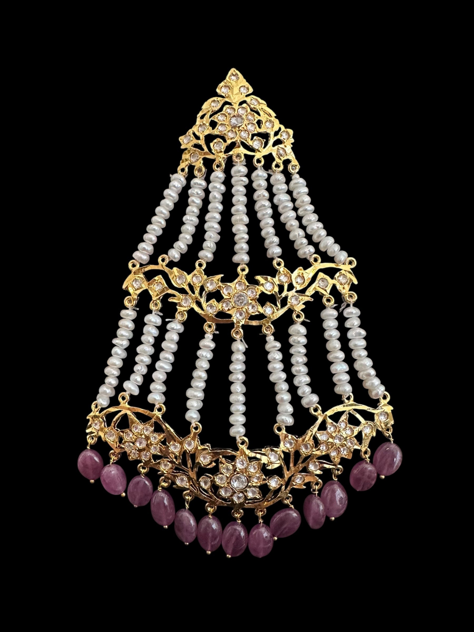 BR310 Bridal jadavi lacha , satlada  in moissanite and emeralds ( SHIPS IN 5 WEEKS )