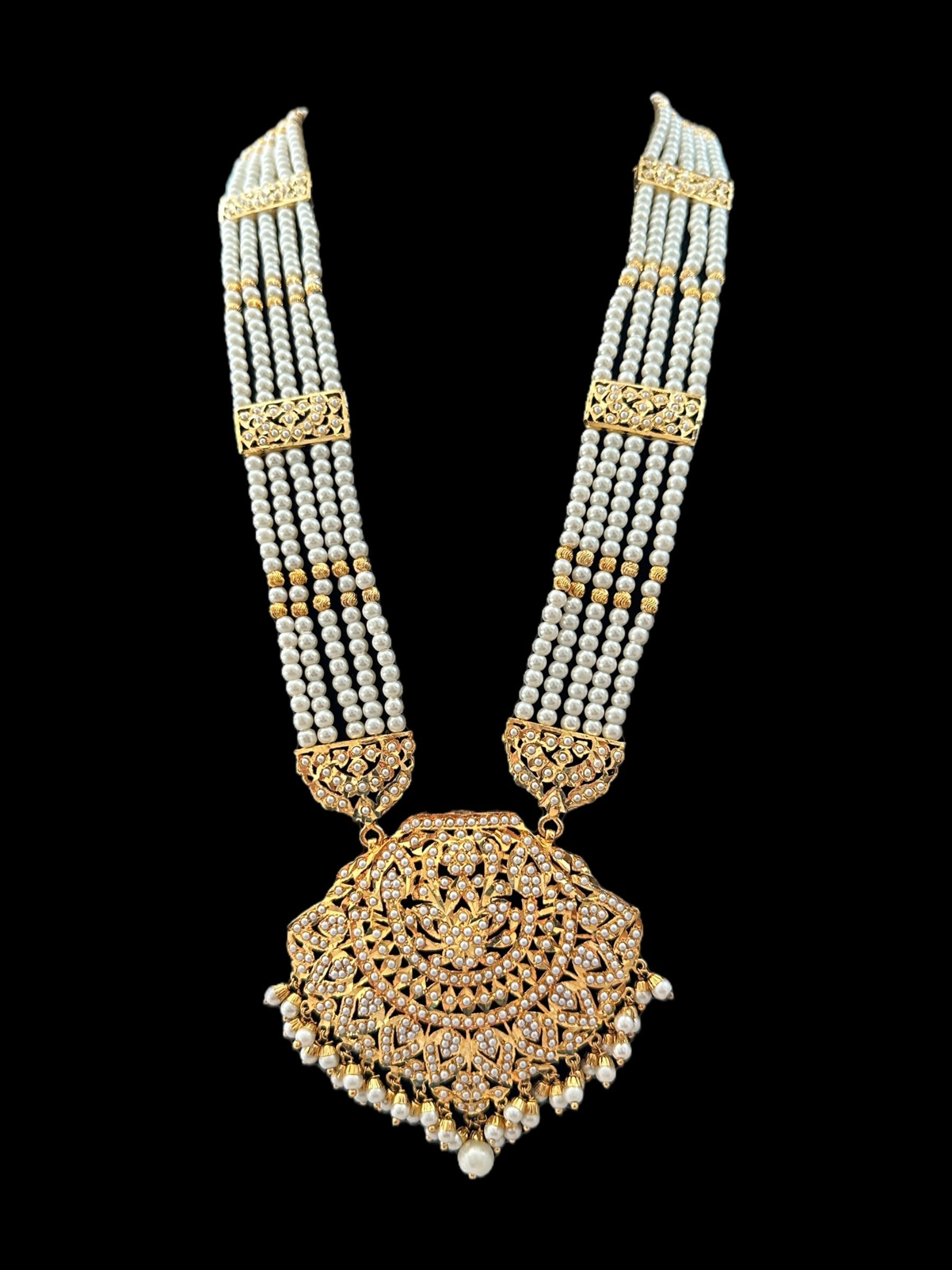DLN85 Jia Punjabi rani haar in pearl  ( READY TO SHIP )