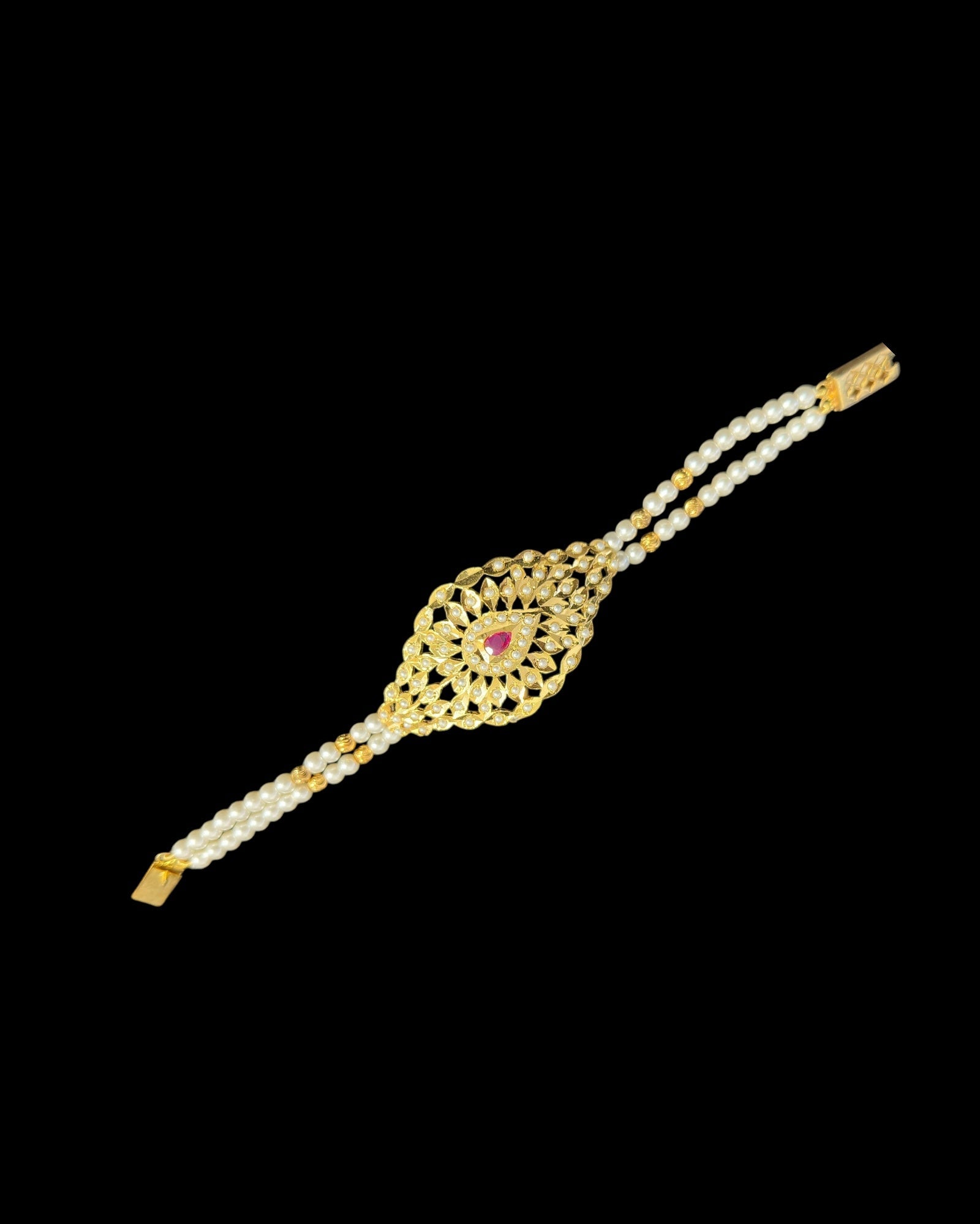 Jadau bracelet - Ruby pearls  ( READY TO SHIP )