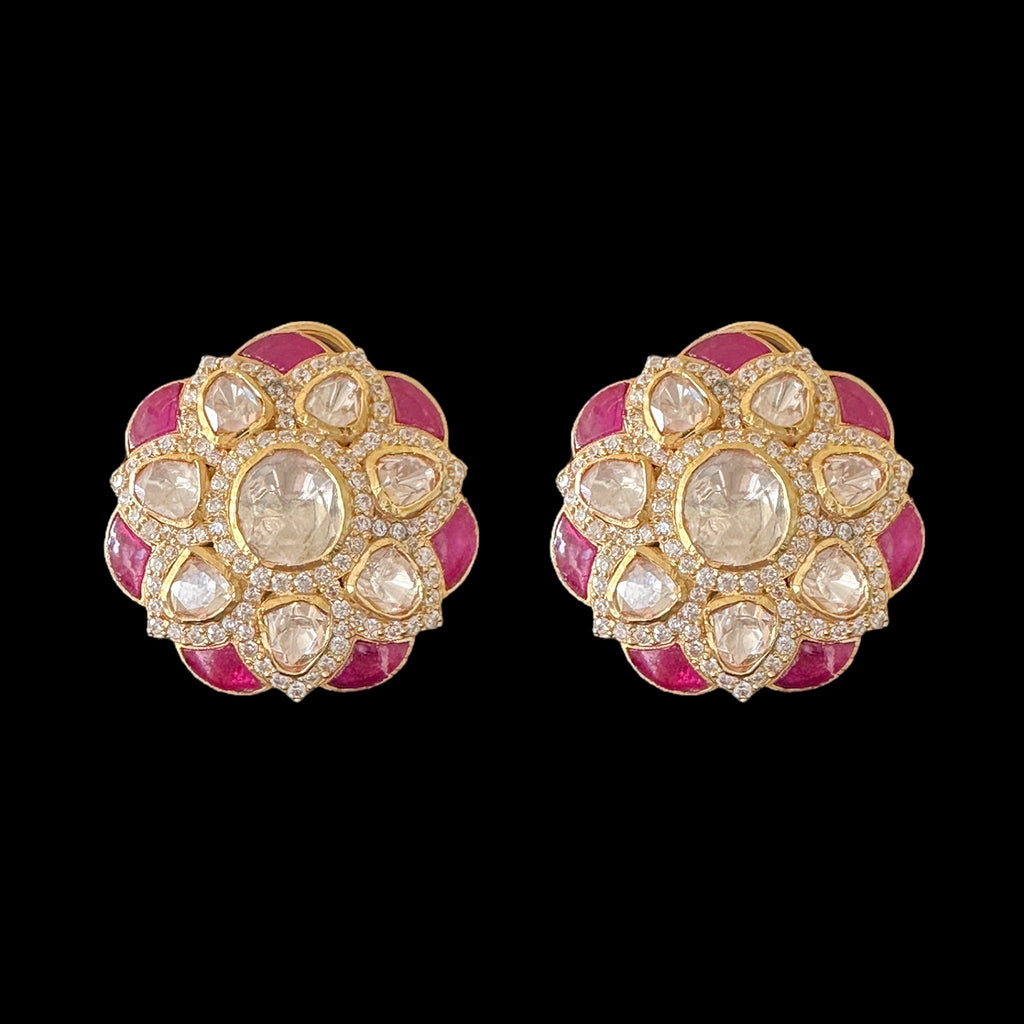 Moissanite gold plated silver earrings ( READY TO SHIP )