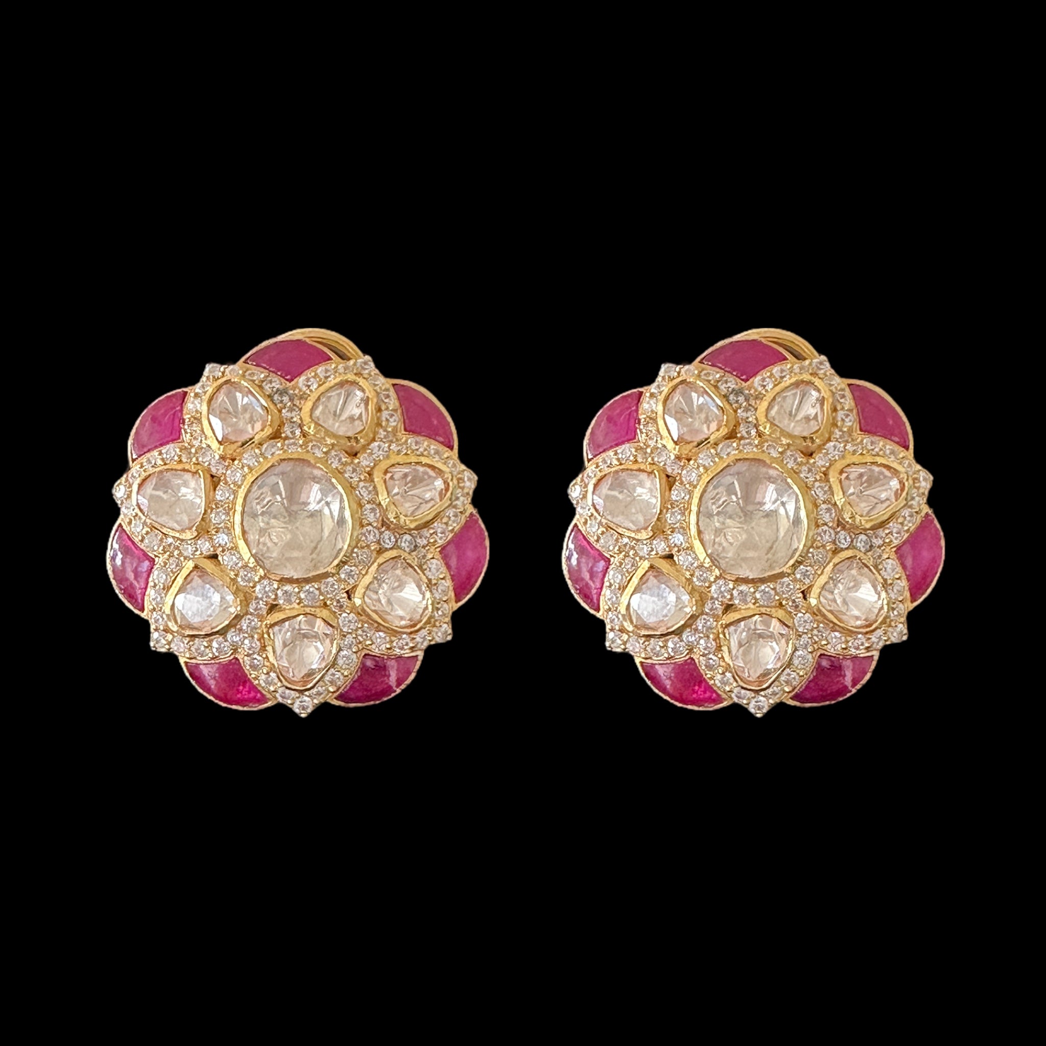 Moissanite gold plated silver earrings ( READY TO SHIP )