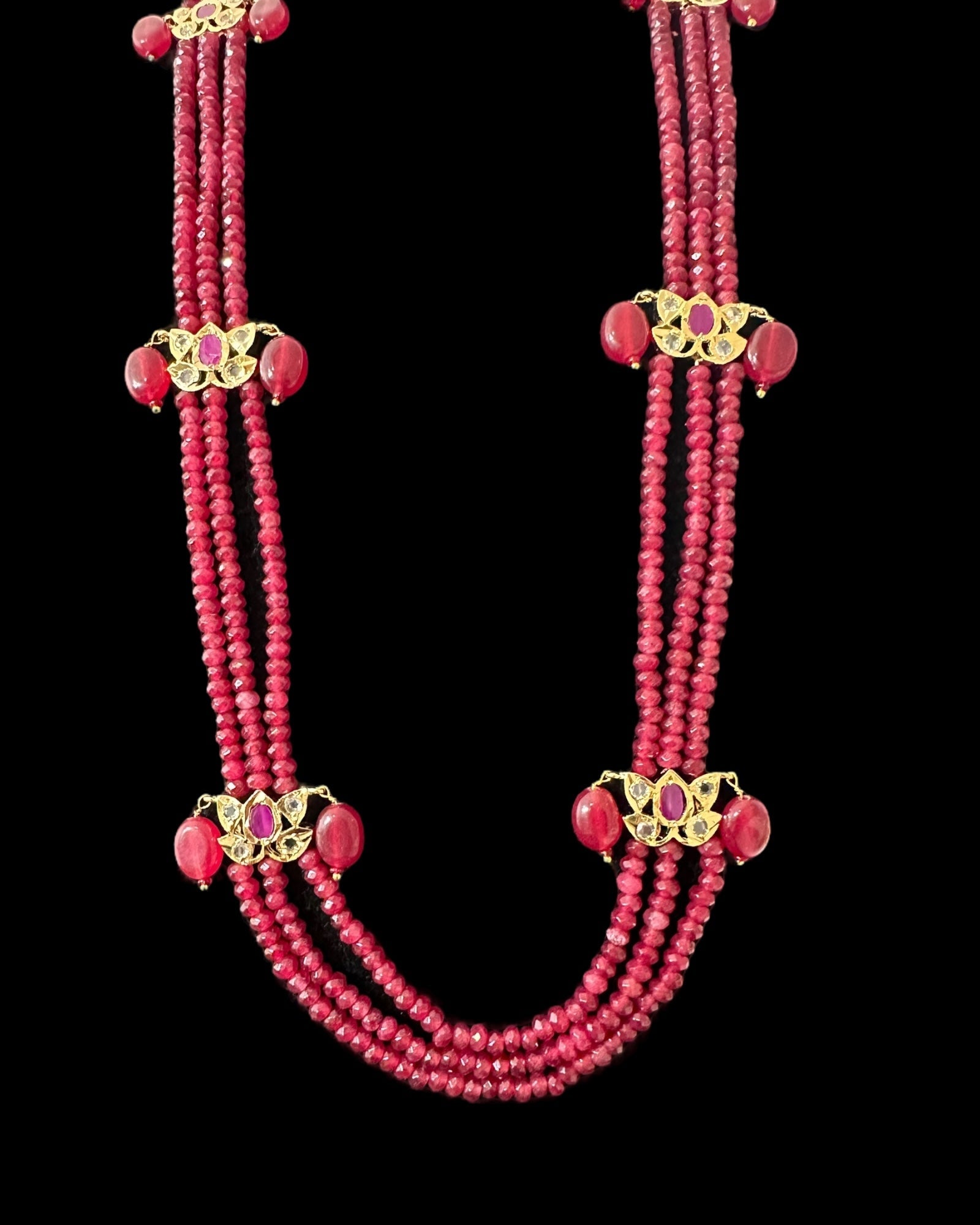 LN64 Raina Ruby  beads  necklace (SHIPS IN 3 WEEKS )