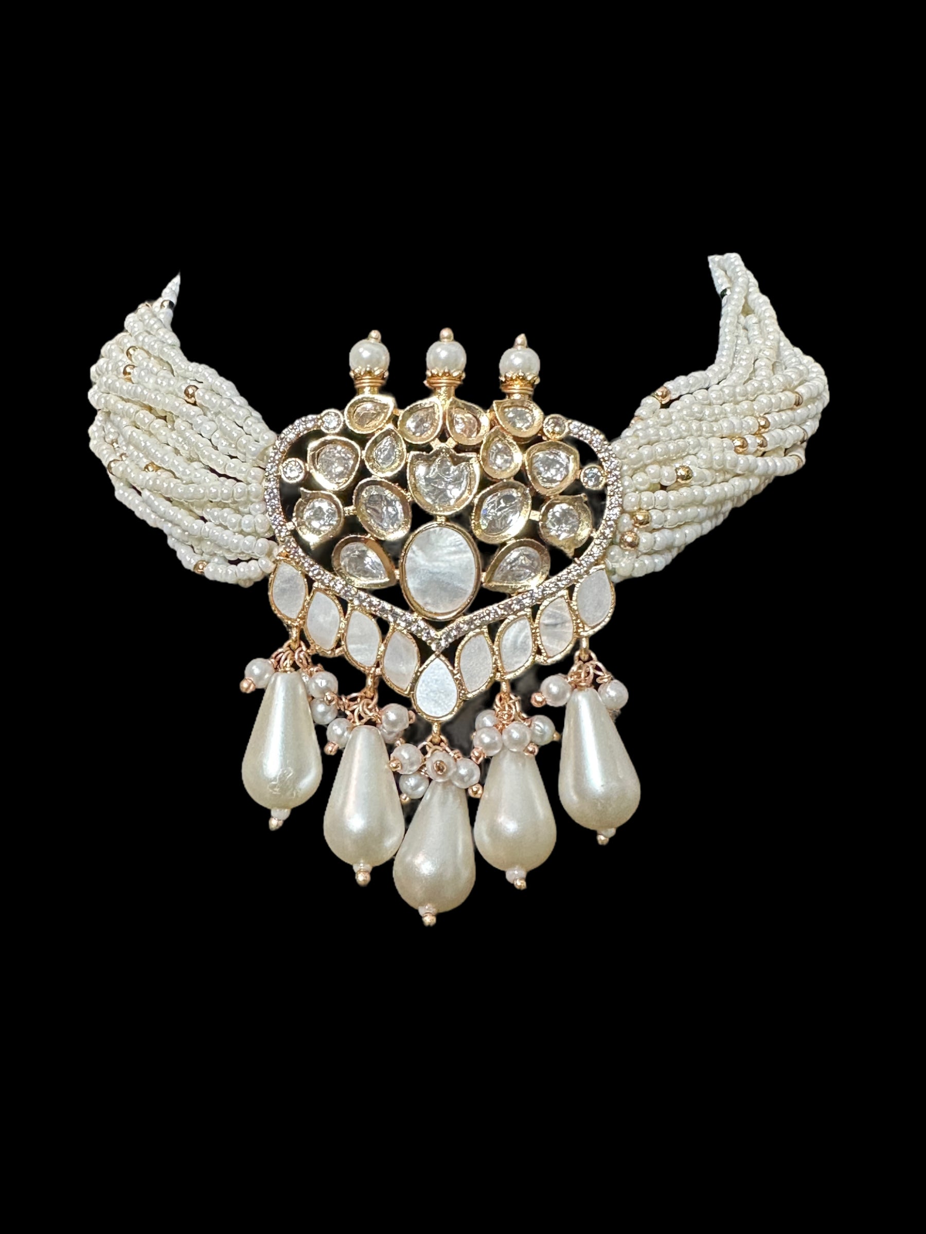 C503 Polki choker set -mother of pearls   ( READY TO SHIP )