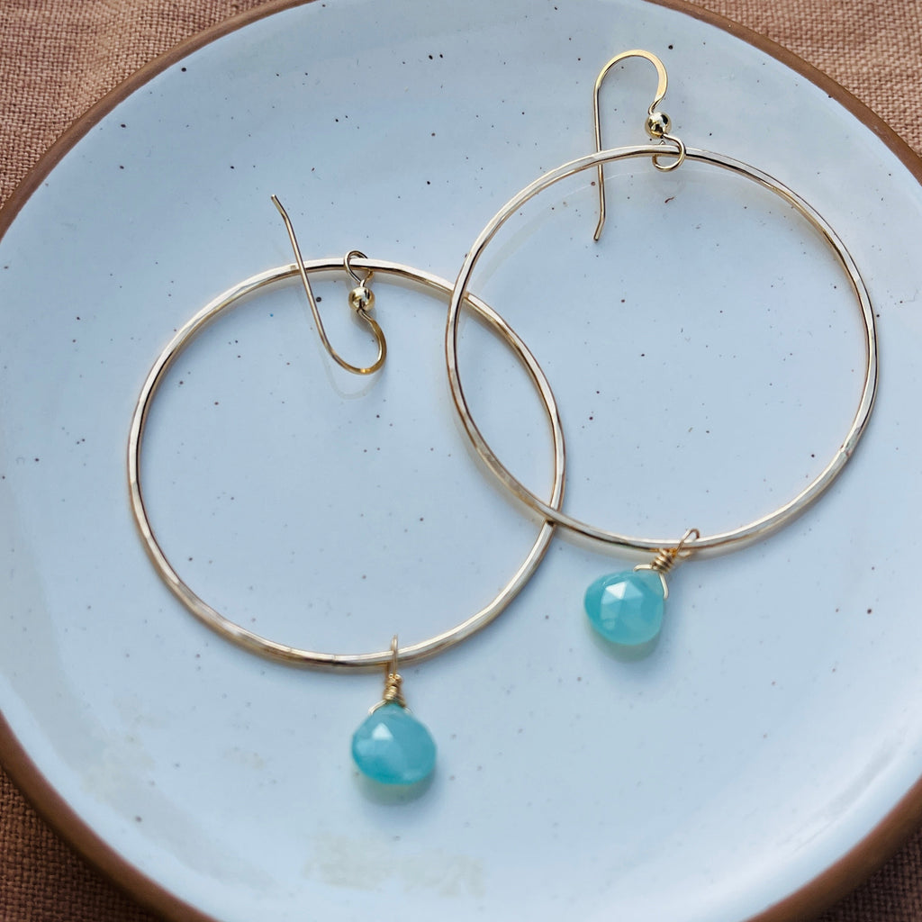 AQUA CHALCEDONY HOOP EARRINGS