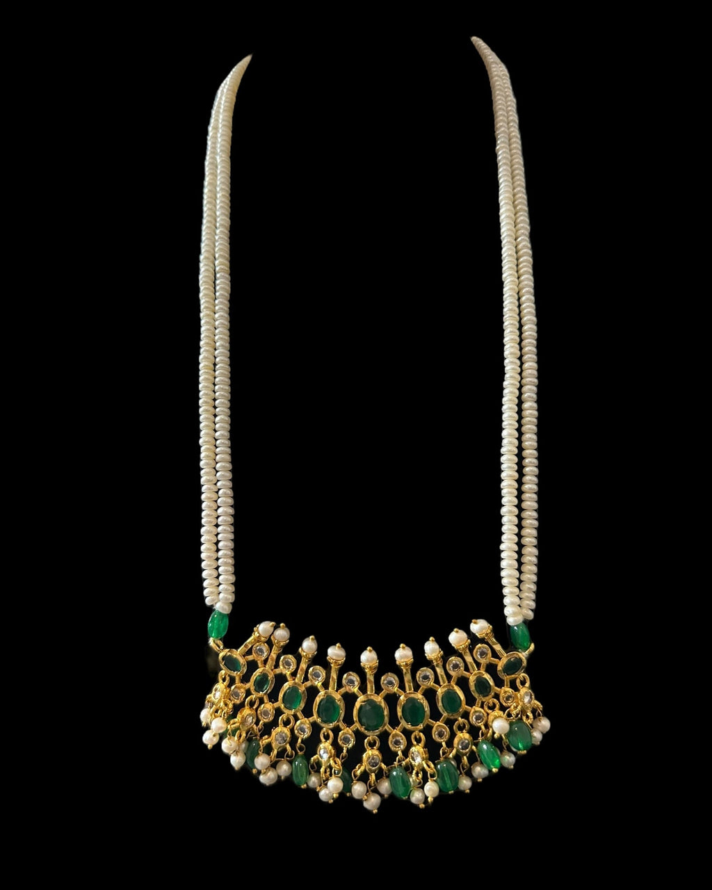 PS559 Hyderabadi / Nizami tirmani in fresh water pearls with chandbali( READY TO SHIP )