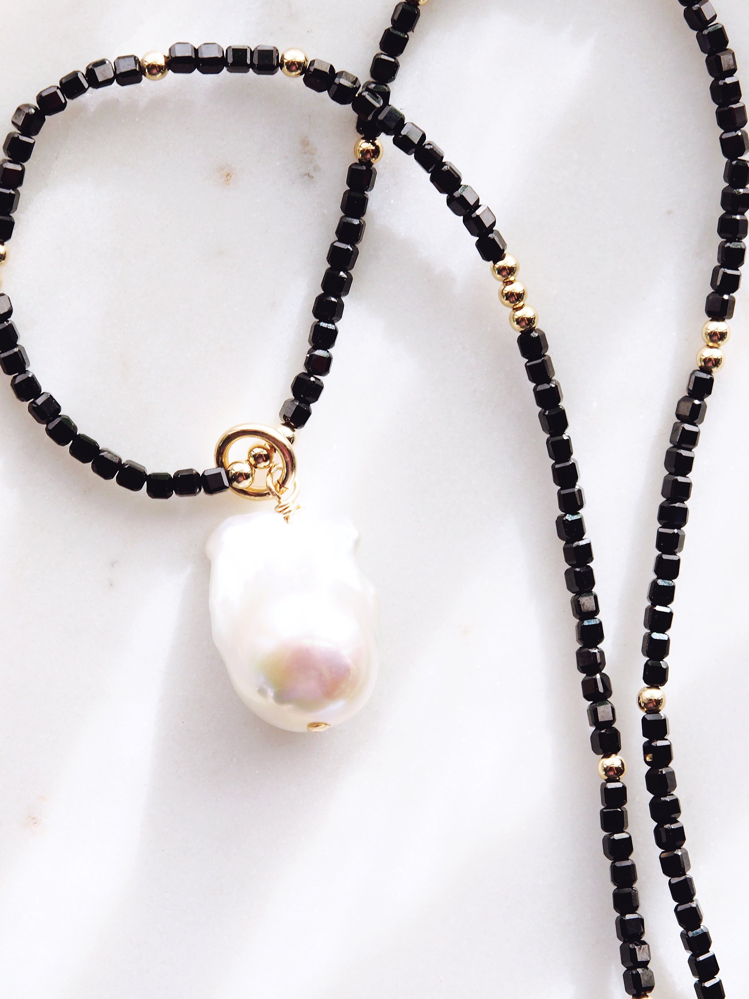 Flameball Baroque Pearl and Gemstone Necklace - Gold Keahi