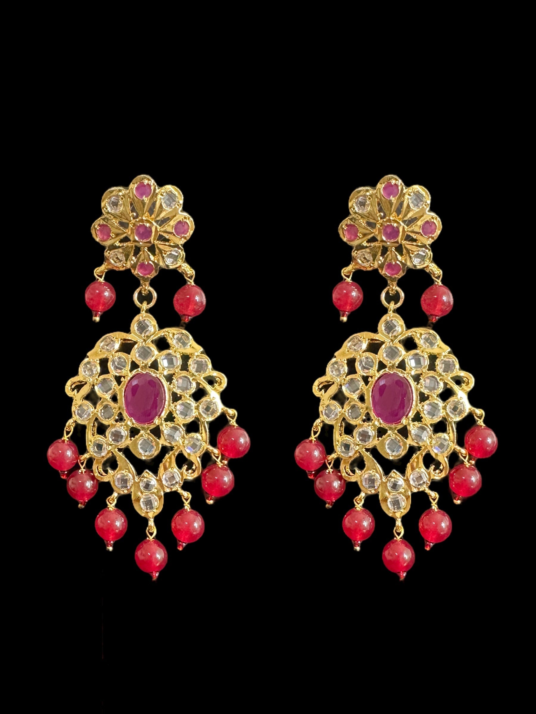 DLN31 gold plated Hyderabadi Rani haar in semi precious rubies ( SHIPS IN 3 WEEKS )