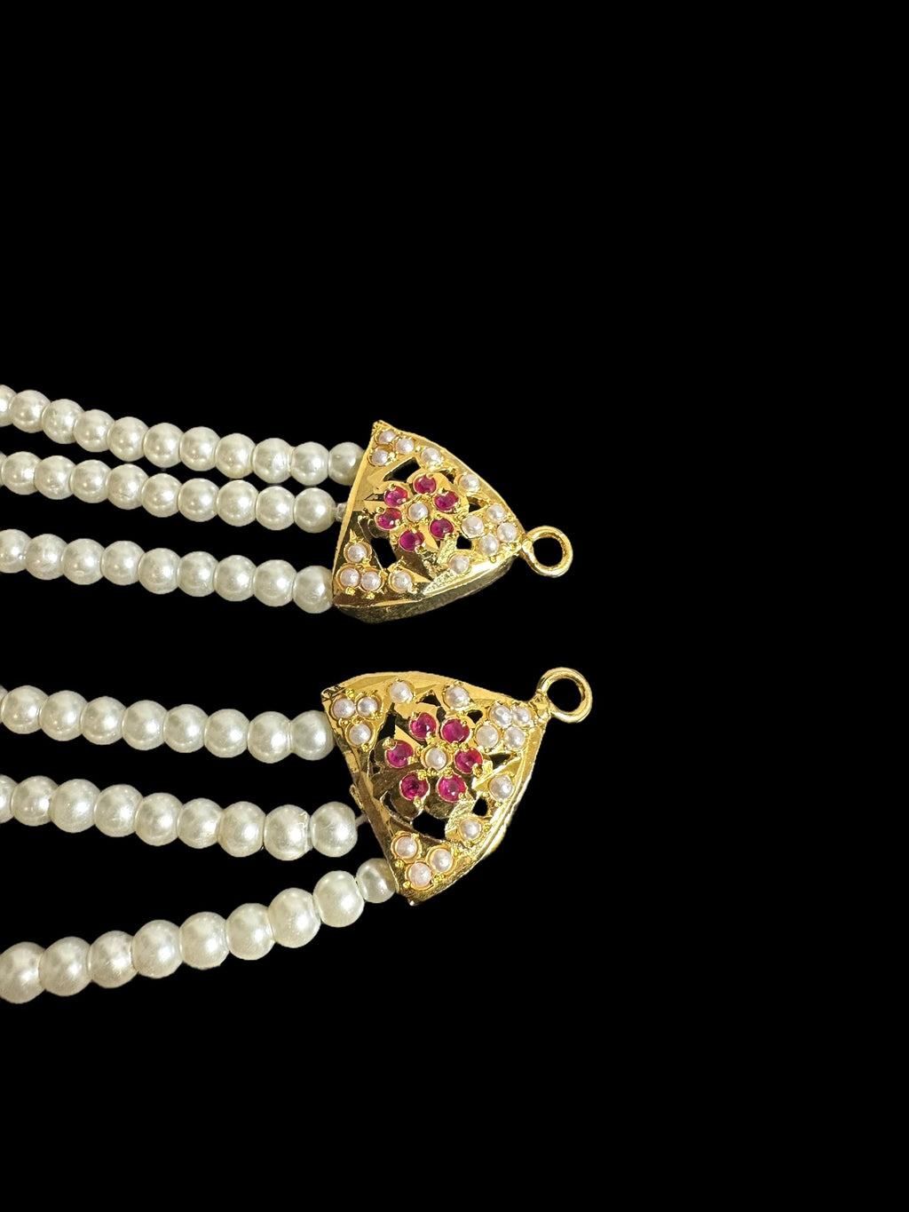 DLN93 Saba long jadau mala with pearls and ruby combination ( READY TO SHIP )