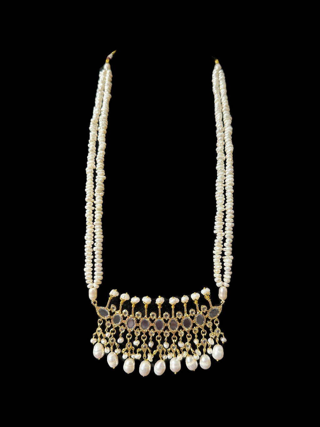 PS553 Hyderabadi / Nizami tirmani in fresh water pearls with chandbali( SHIPS IN 1 WEEK )