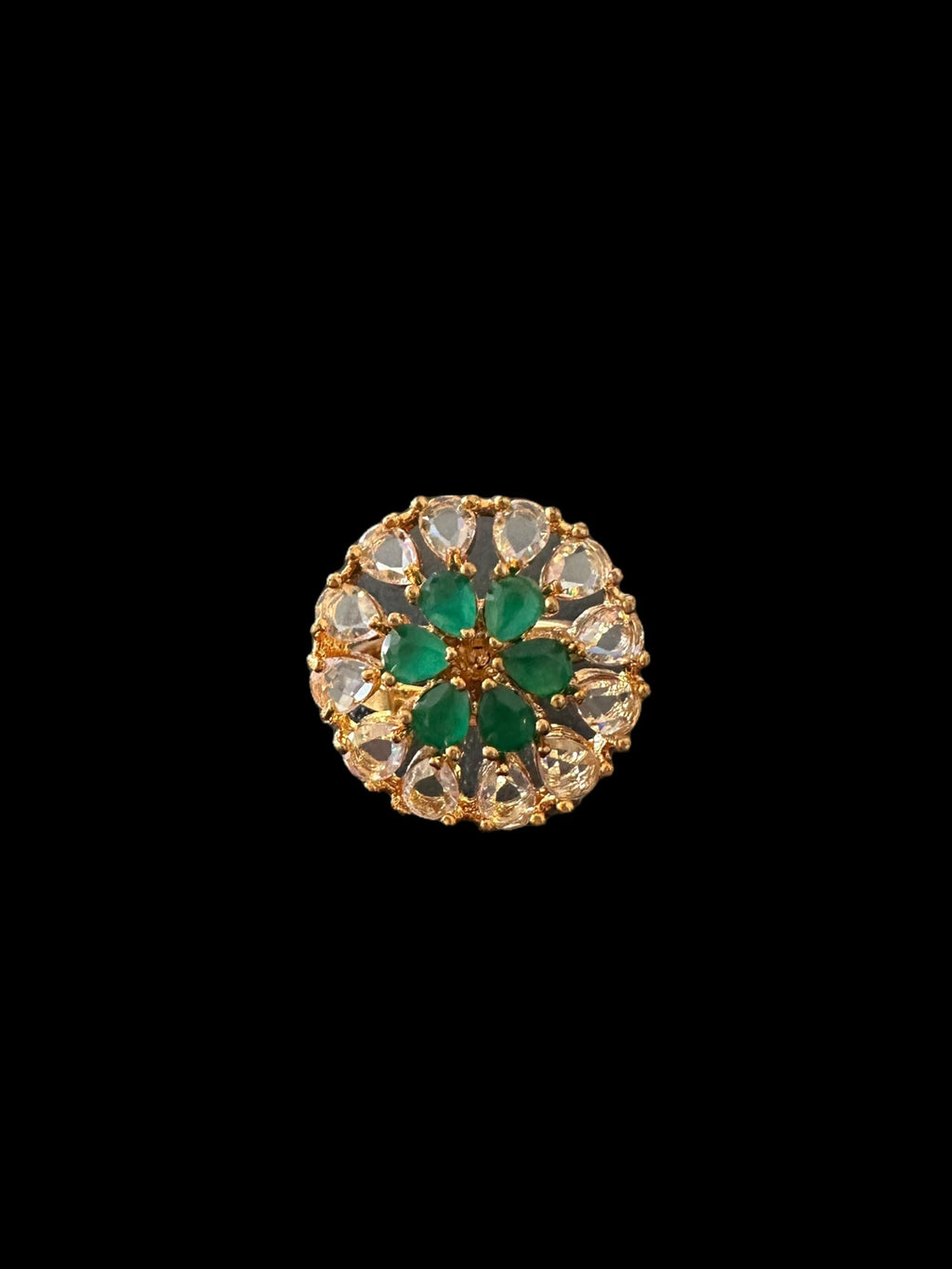 DJR127 Flower Cz polki  ring ( READY TO SHIP)