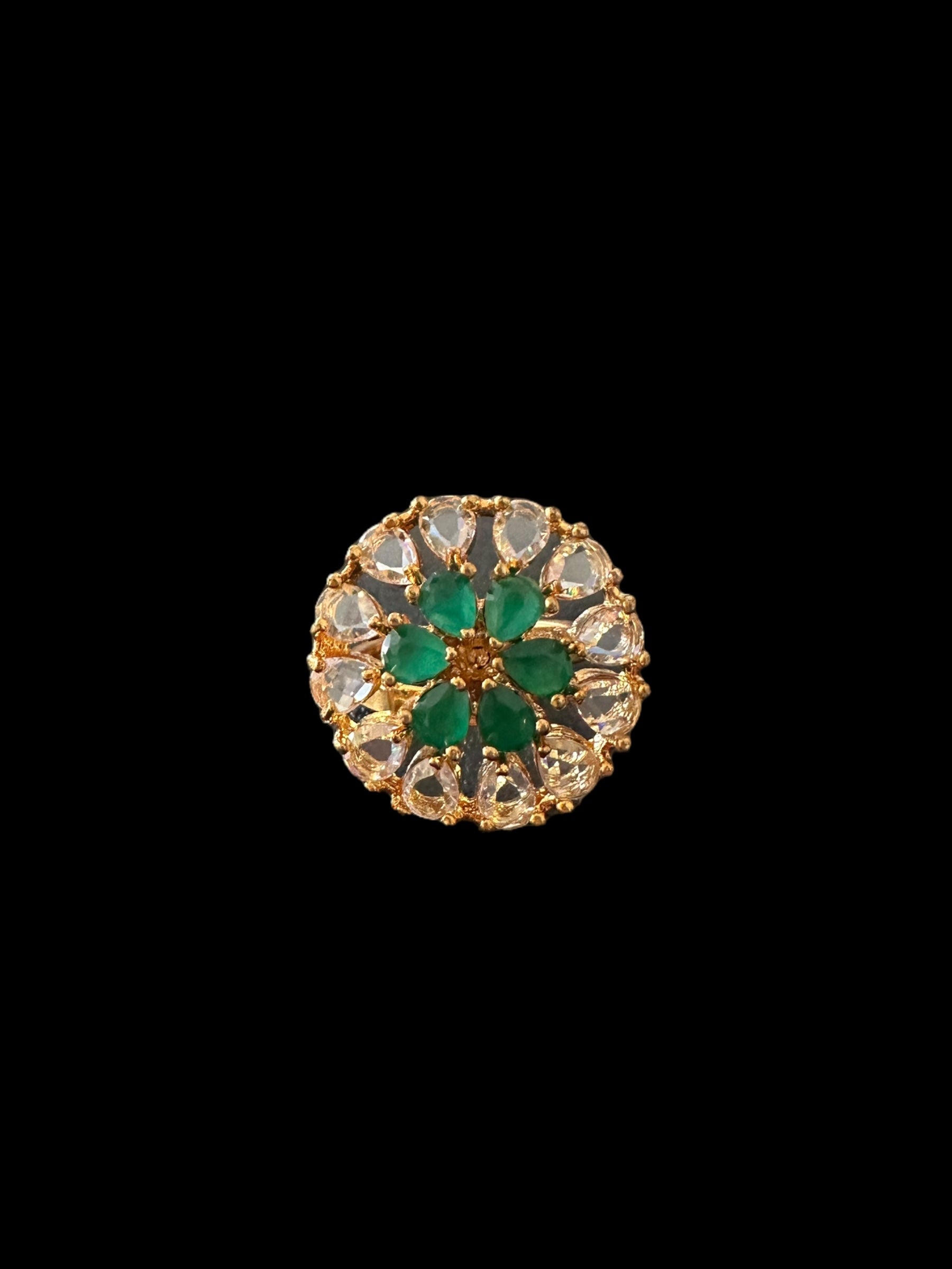 DJR127 Flower Cz polki  ring ( READY TO SHIP)