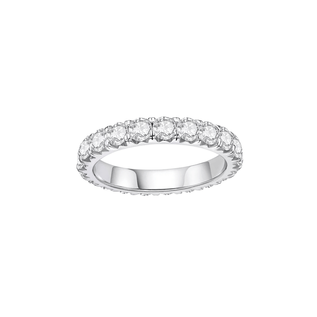 3mm Round Cut Moissanite Fishtail Set Eternity Band