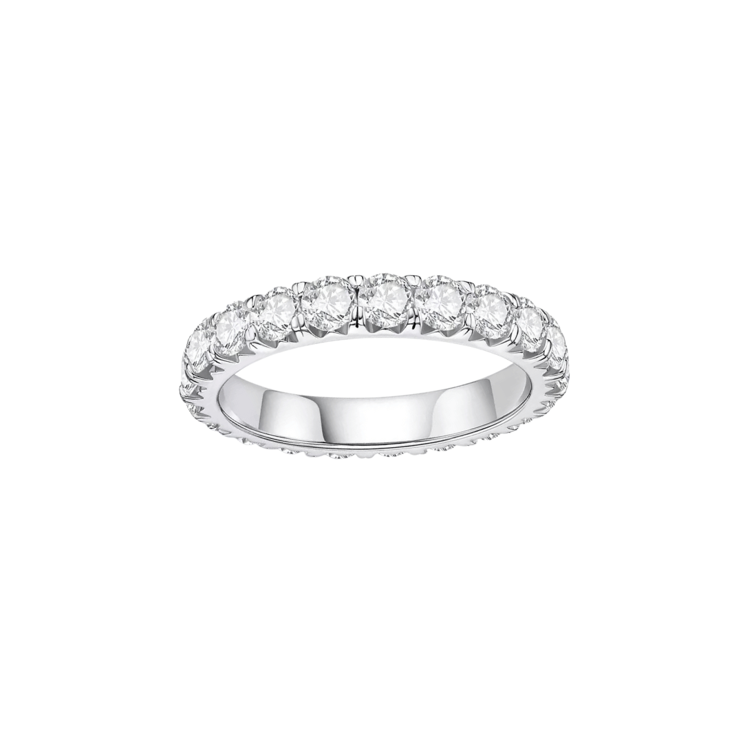 3mm Round Cut Moissanite Fishtail Set Eternity Band