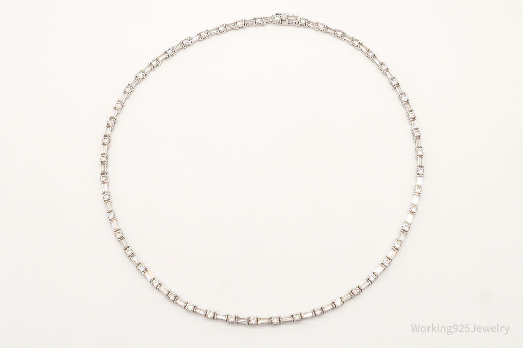 Vintage Cubic Zirconia Platinum Clad Sterling Silver Necklace 16"