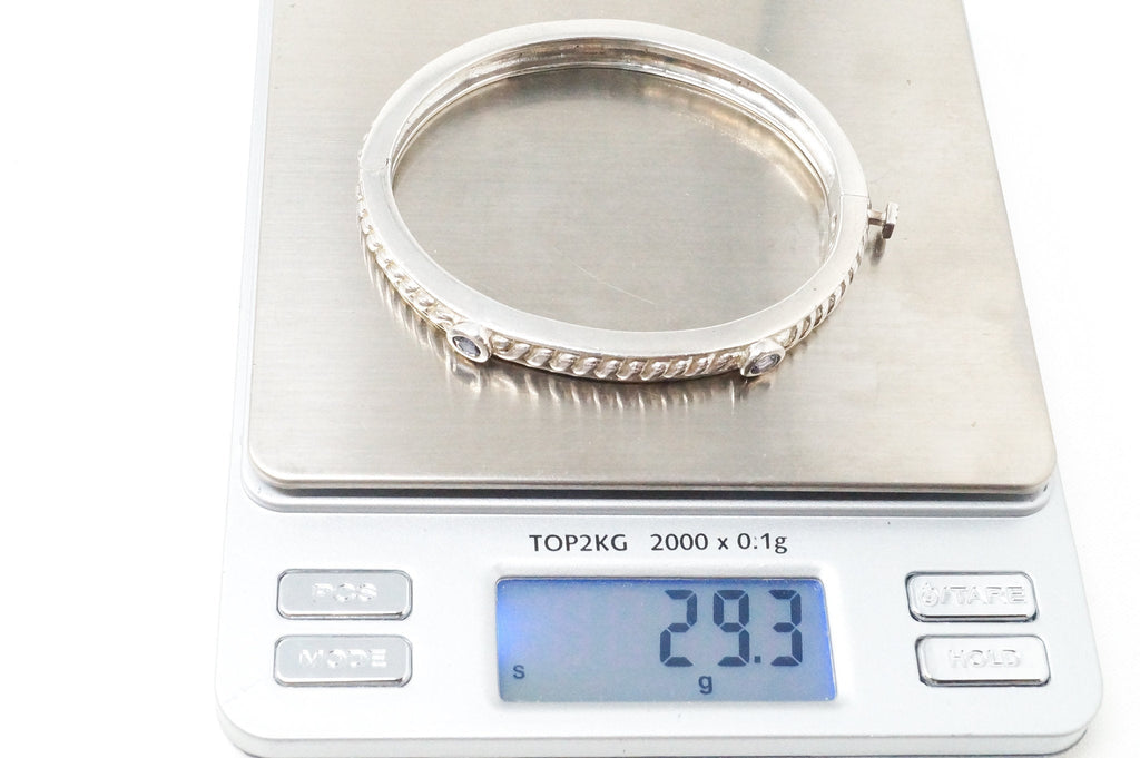 Vintage Designer Judith Ripka Amethyst Cable Sterling Silver Bracelet