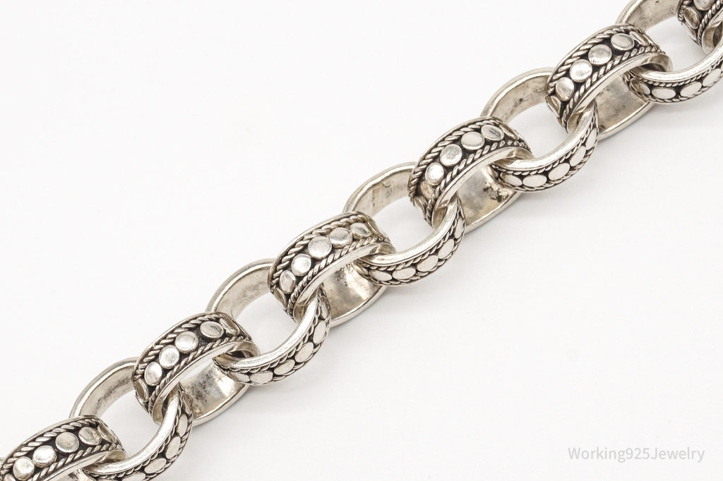 Vintage Designer BA Suarti Large Chain Link Sterling Silver Bracelet