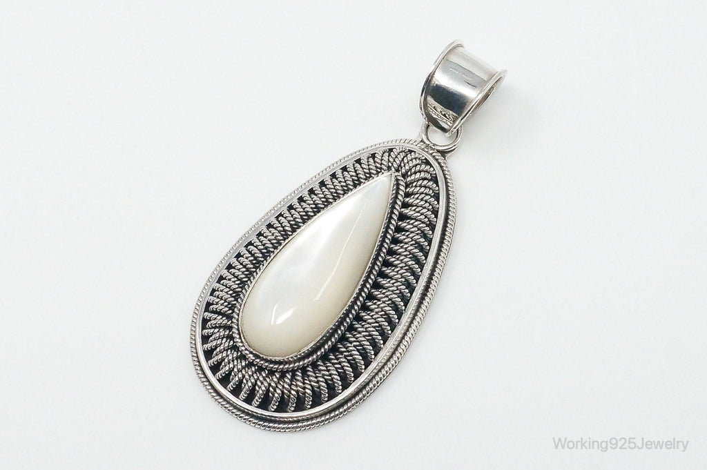 Designer BA Suarti Large Mother Of Pearl Sterling Silver Necklace Pendant
