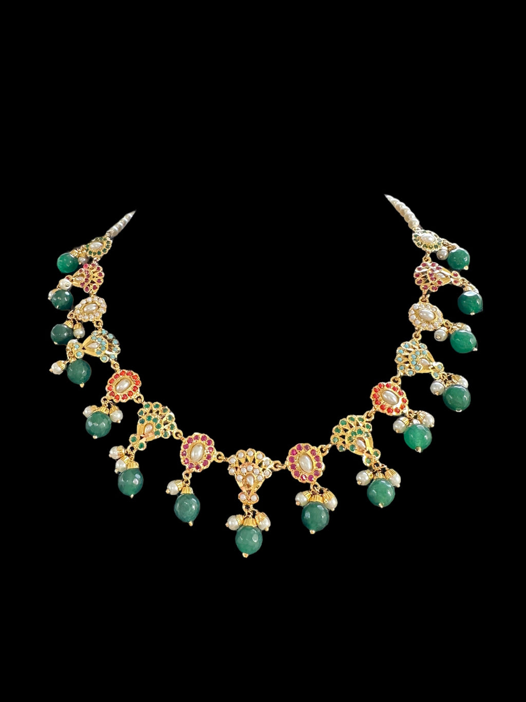 DNS53 Navratan Jadau necklace set ( READY TO SHIP )