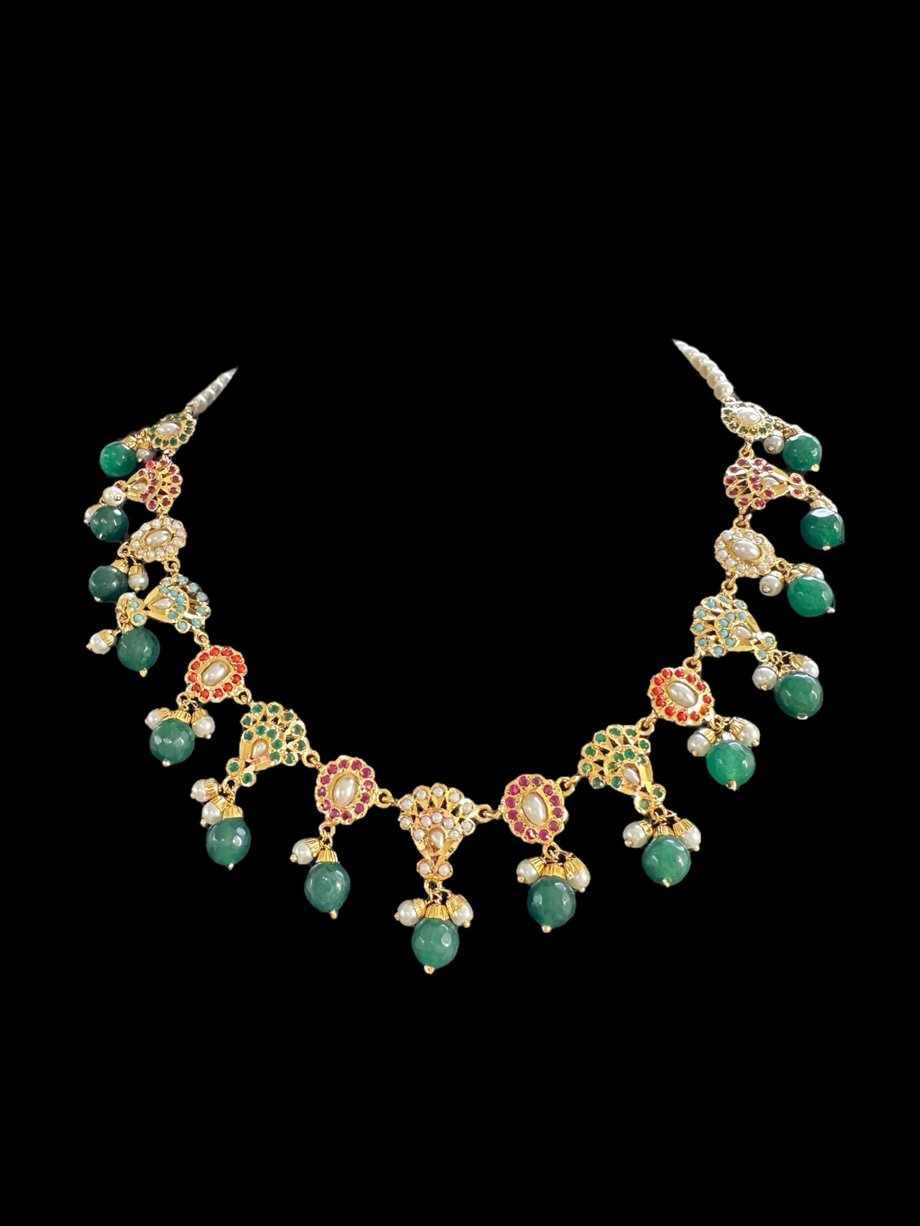 DNS53 Navratan Jadau necklace set ( READY TO SHIP )