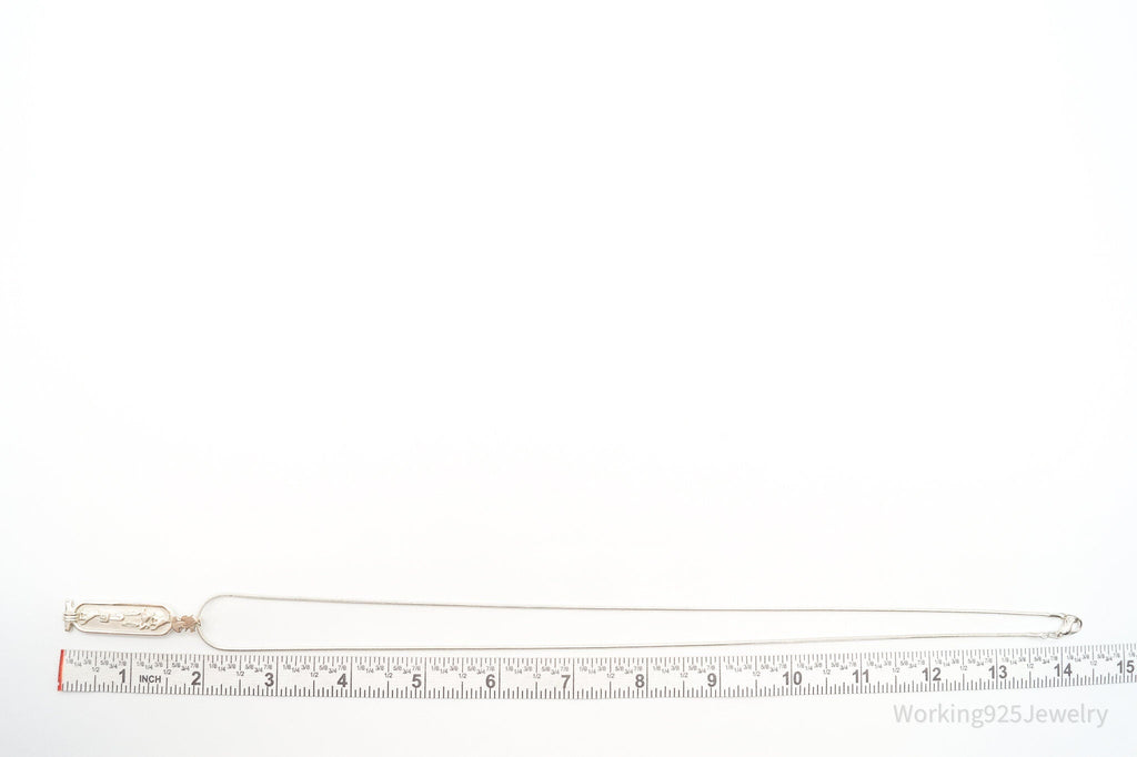 Vintage Large Egyptian Cartouche Sterling Silver Necklace