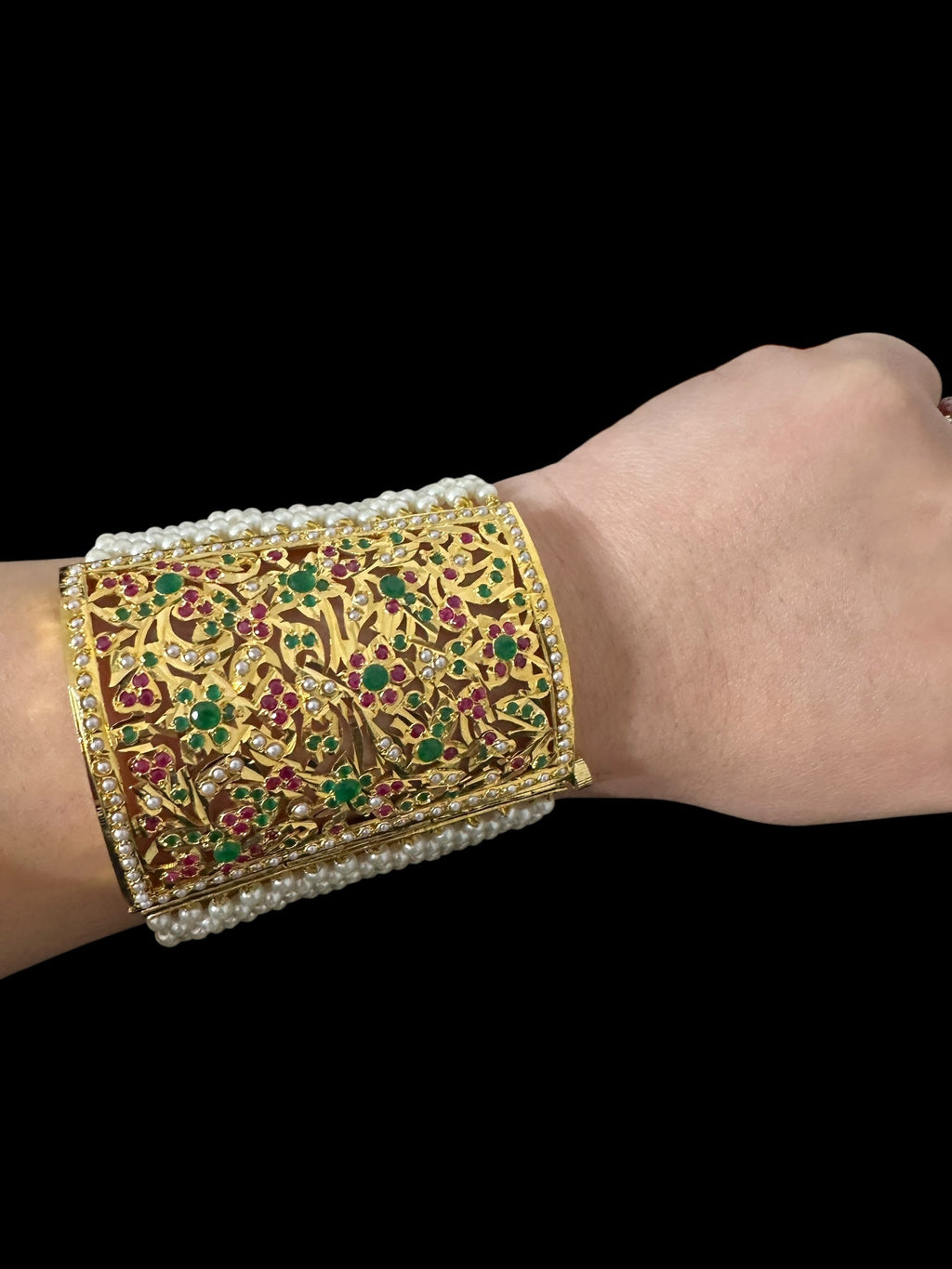Jadau bahi / bracelet - multicolor / ruby emerald   ( SHIPS IN 2 WEEKS  )
